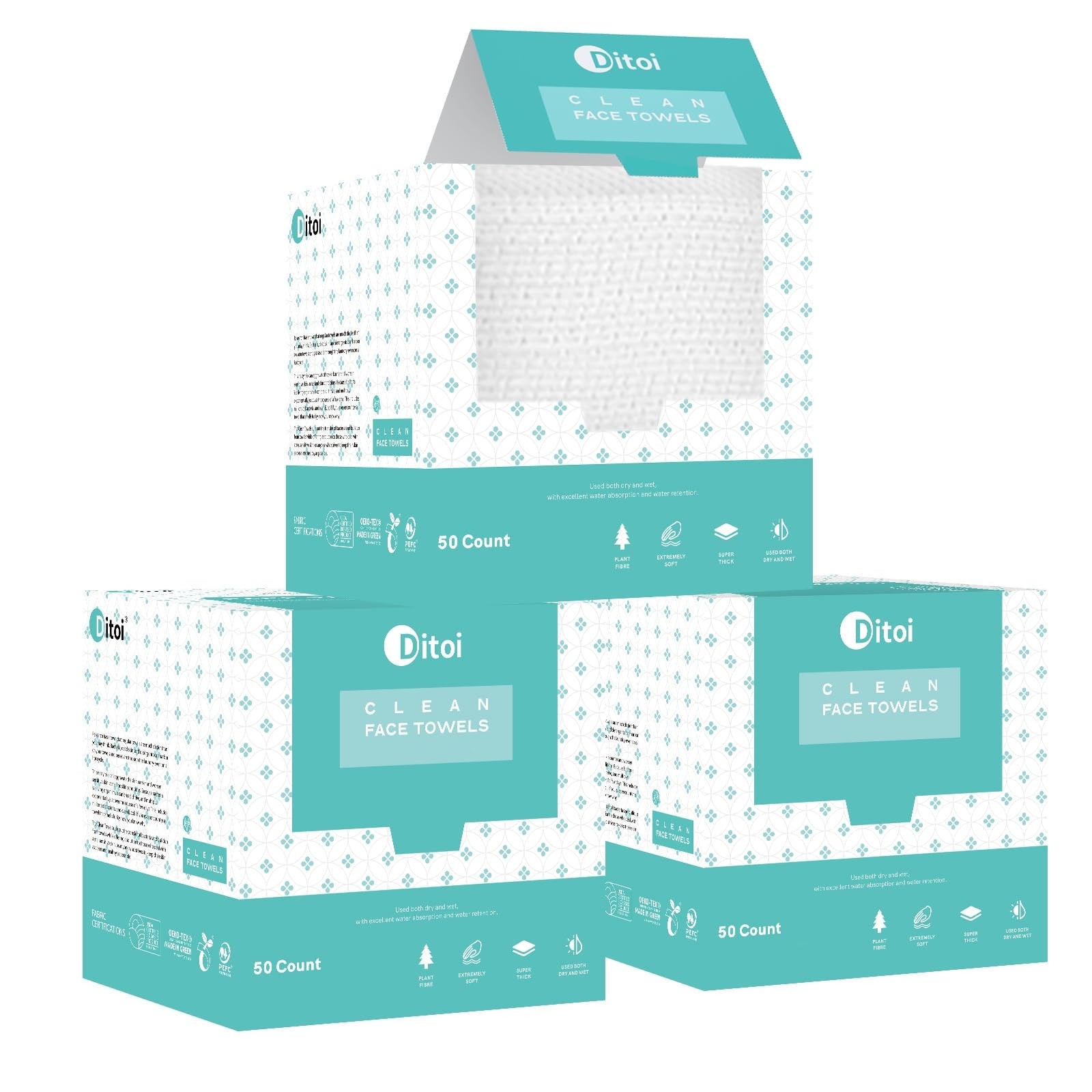 Face Towels, 10″×12″ Disposable Towel, 50 Count (Pack of 3)