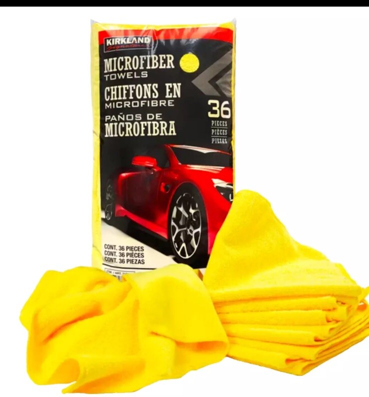 Kirkland Signature Ultra Plush Microfiber Towel, Yellow, 16 in X 16 In, 36-Count