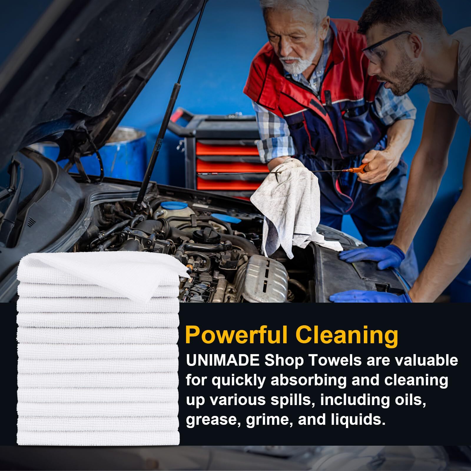 Shop Towel, 100 Pack Commercial Grade Work Rags Microfiber Towels for Cars Clean