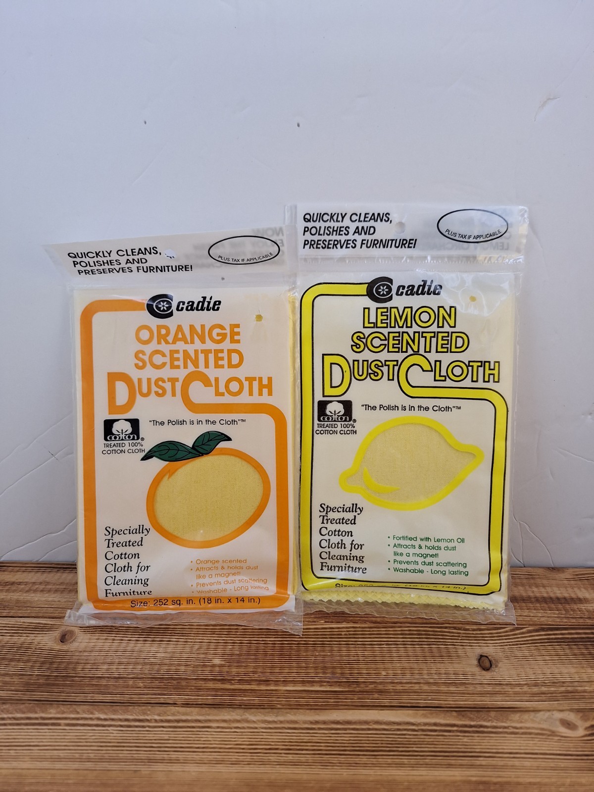 Orange And Lemon Scented Cotton Dust Cloth by Cadie New Old Stock Lot 2 Packs