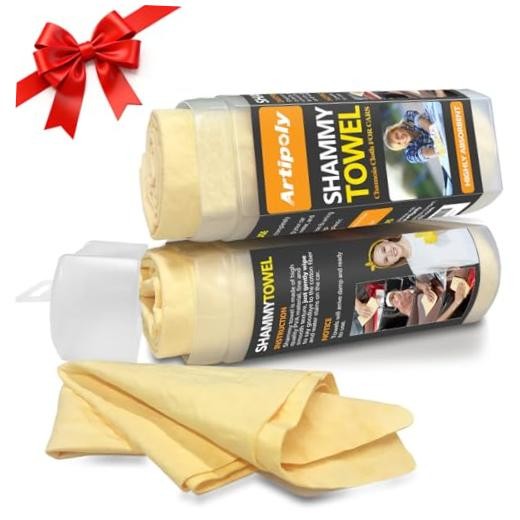 Premium Shammy Cloth for Car Drying 2pk (26”x17”)-Super 2pk 26″x17″ Yellow