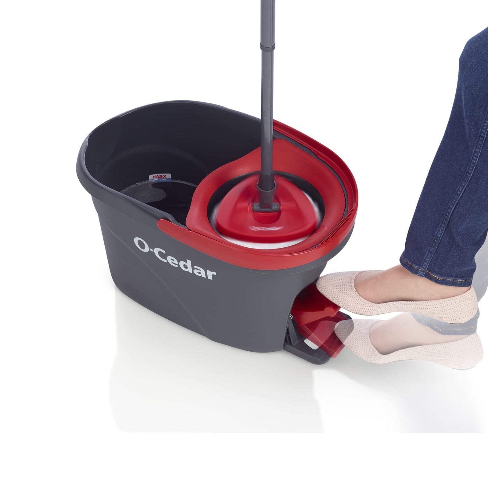 Microfiber Spin Mop & Bucket Floor Cleaning System + 2 Extra Refills, Red/Gray