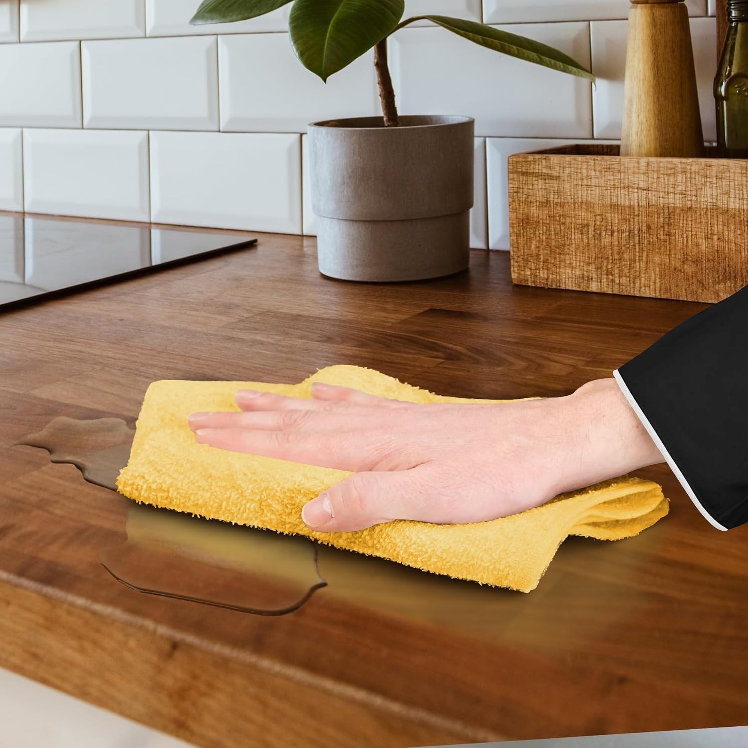 Reusable Cleaning Rags 60 Pack – Durable Yellow Bar Towels