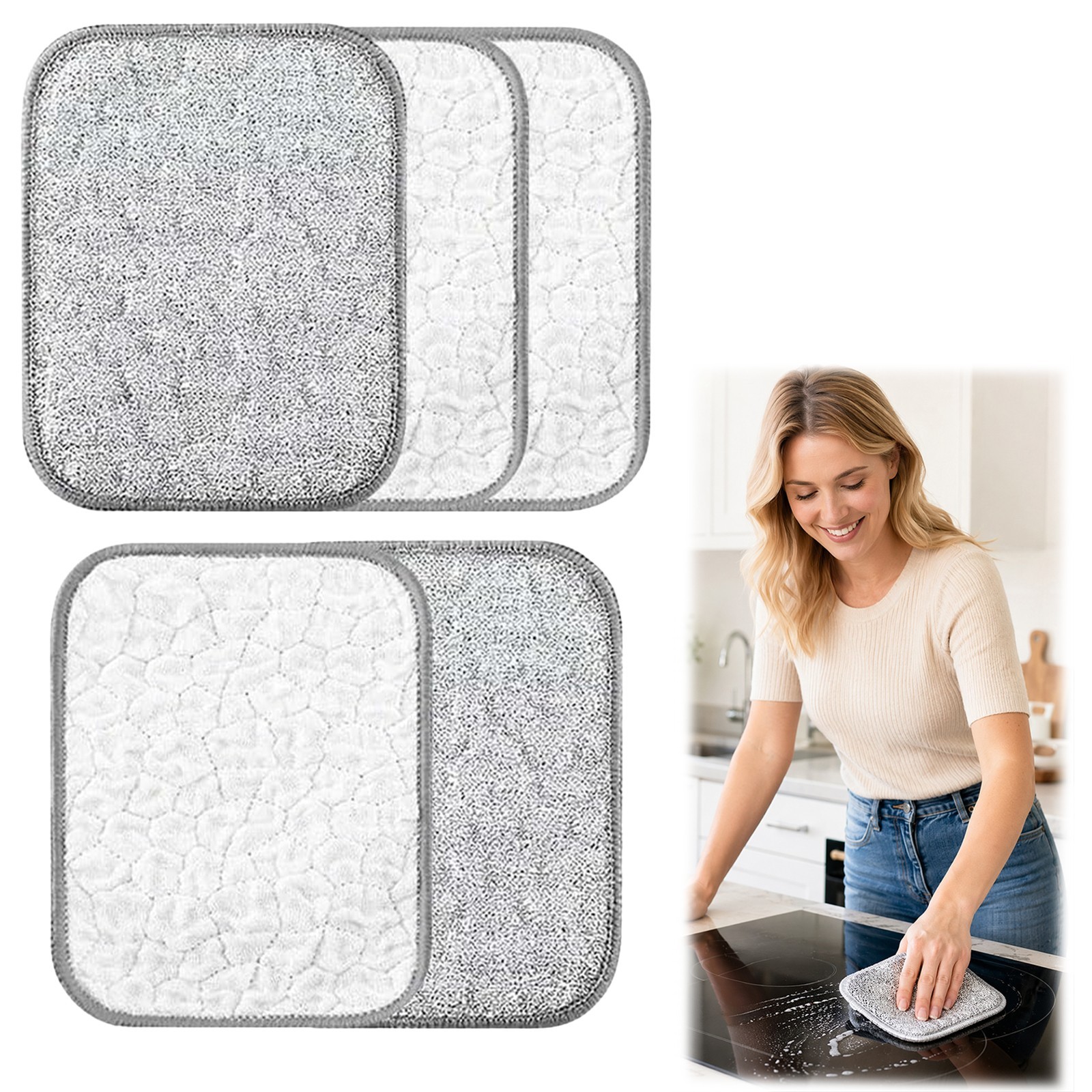 Dual Sided Wire Mesh Microfiber Kitchen Cleaning Cloths 5PC