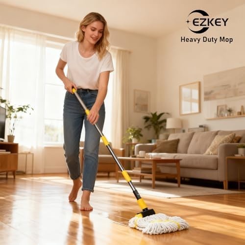 Professional Commercial Mop Industrial Heavy Duty Mop with 54″ Long Handle ,Wet