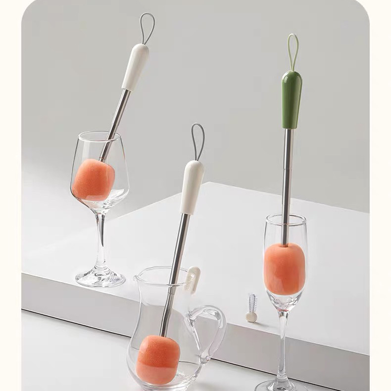 3 in 1 Portable Scalable sponge cup brush, Cup Cover Cleaning Brush Household