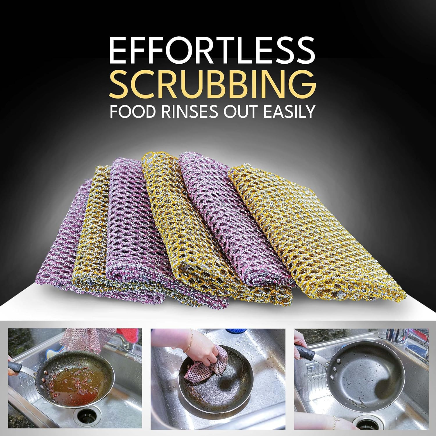 The Crown Choice Heavy Duty Non-Scratch Dish Scrubbers for Cleaning Dishes & Pot