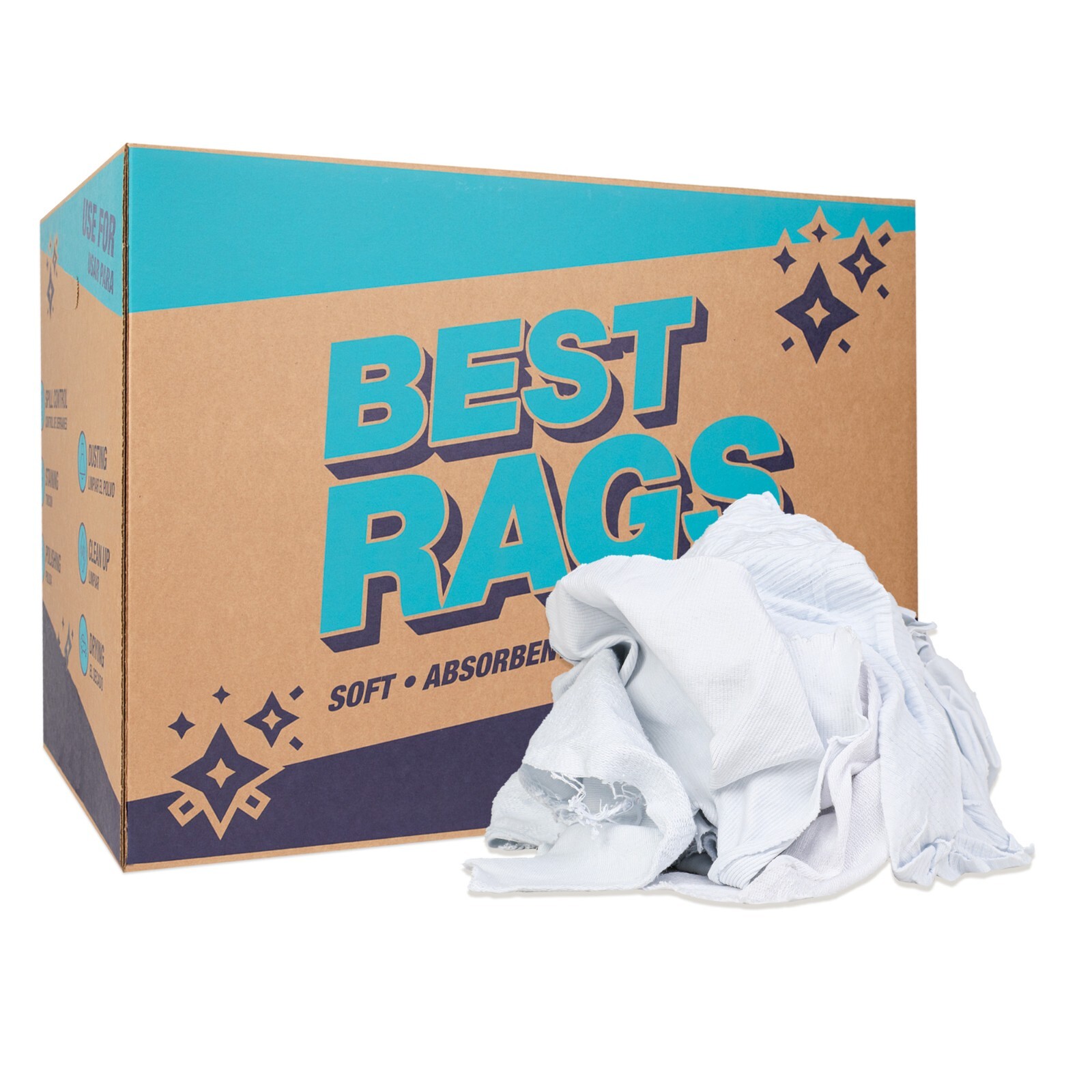 White Knit Cleaning Rags – Premium T-Shirt Absorbent Multipurpose, Size Options