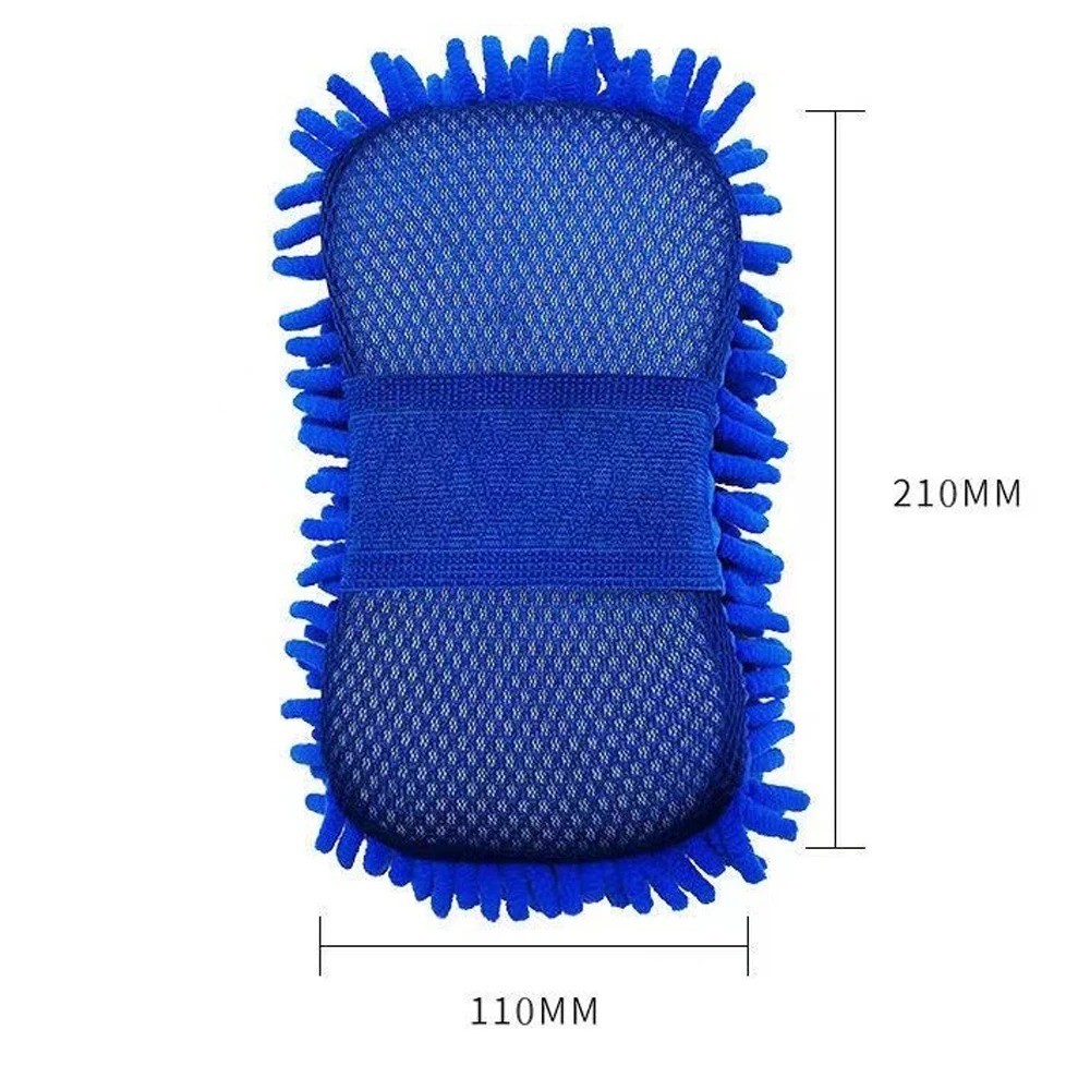 2Pcs Microfiber Car Wash Sponge Gloves Cleaning Brush Auto Washing Towel Set