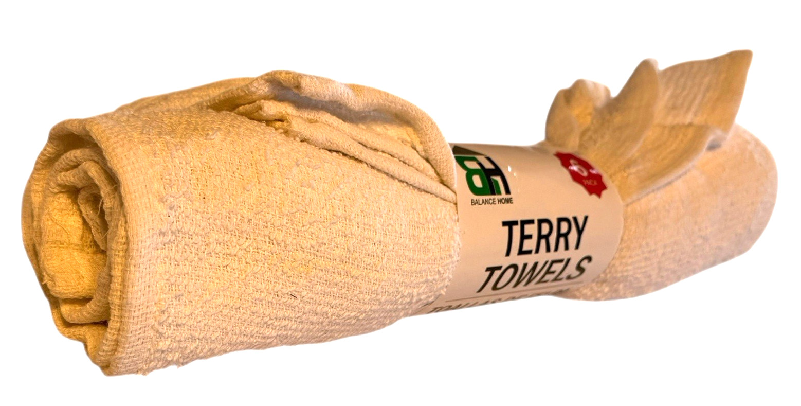 All Purpose Terry Towels, 100% Cotton, 14″ x 17″ – 18 pcs (3 x 6 Packs) White