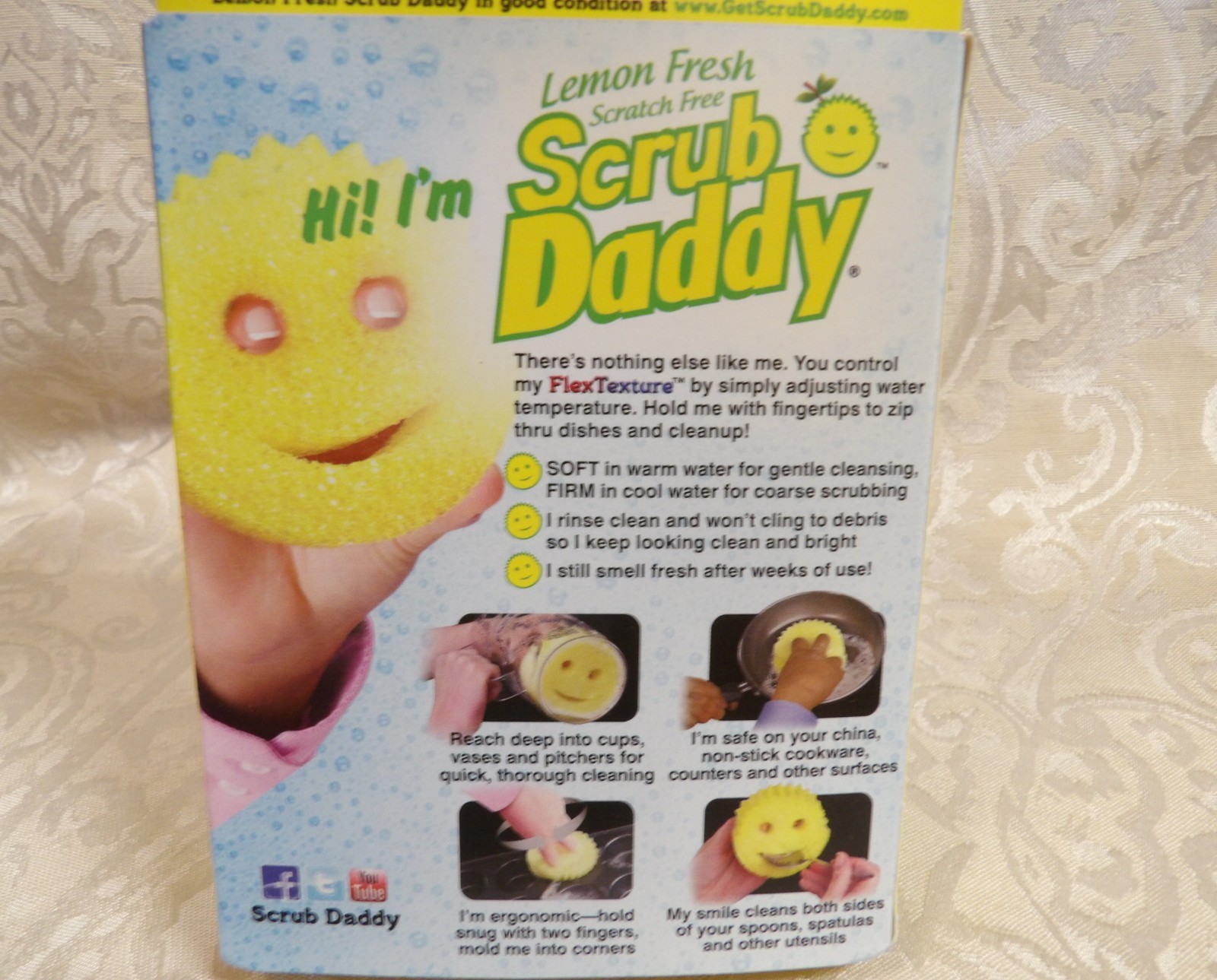 New! Lot 3 Vintage Scrub Daddy Lemon Scent Sponge Made in Germany