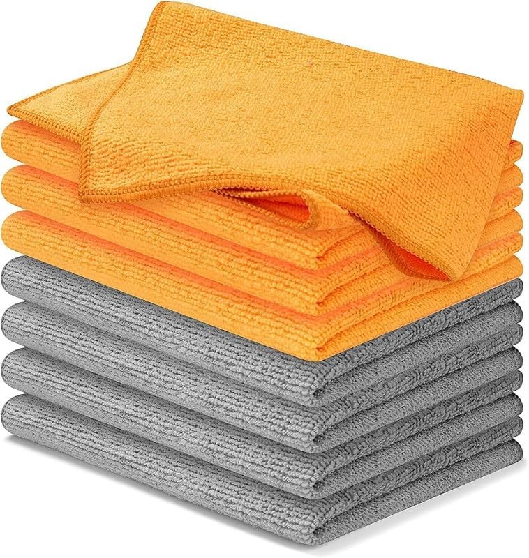 Microfiber Cleaning Cloth – 8 Pcs 12″x11″ – High Performance – 1200 Washes,