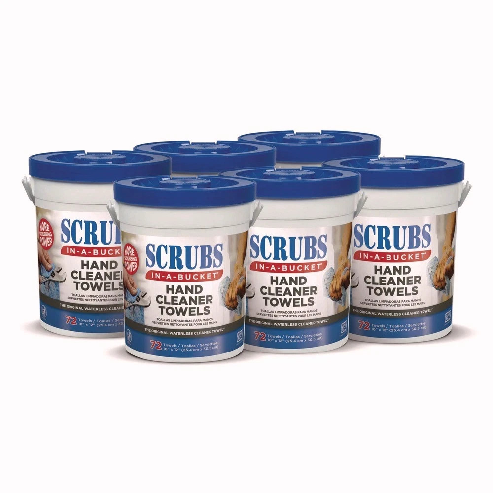 SCRUBS 42272CT In-A-Bucket 10 in. x 12 in. Hand Cleaner Towels (6/Carton) New