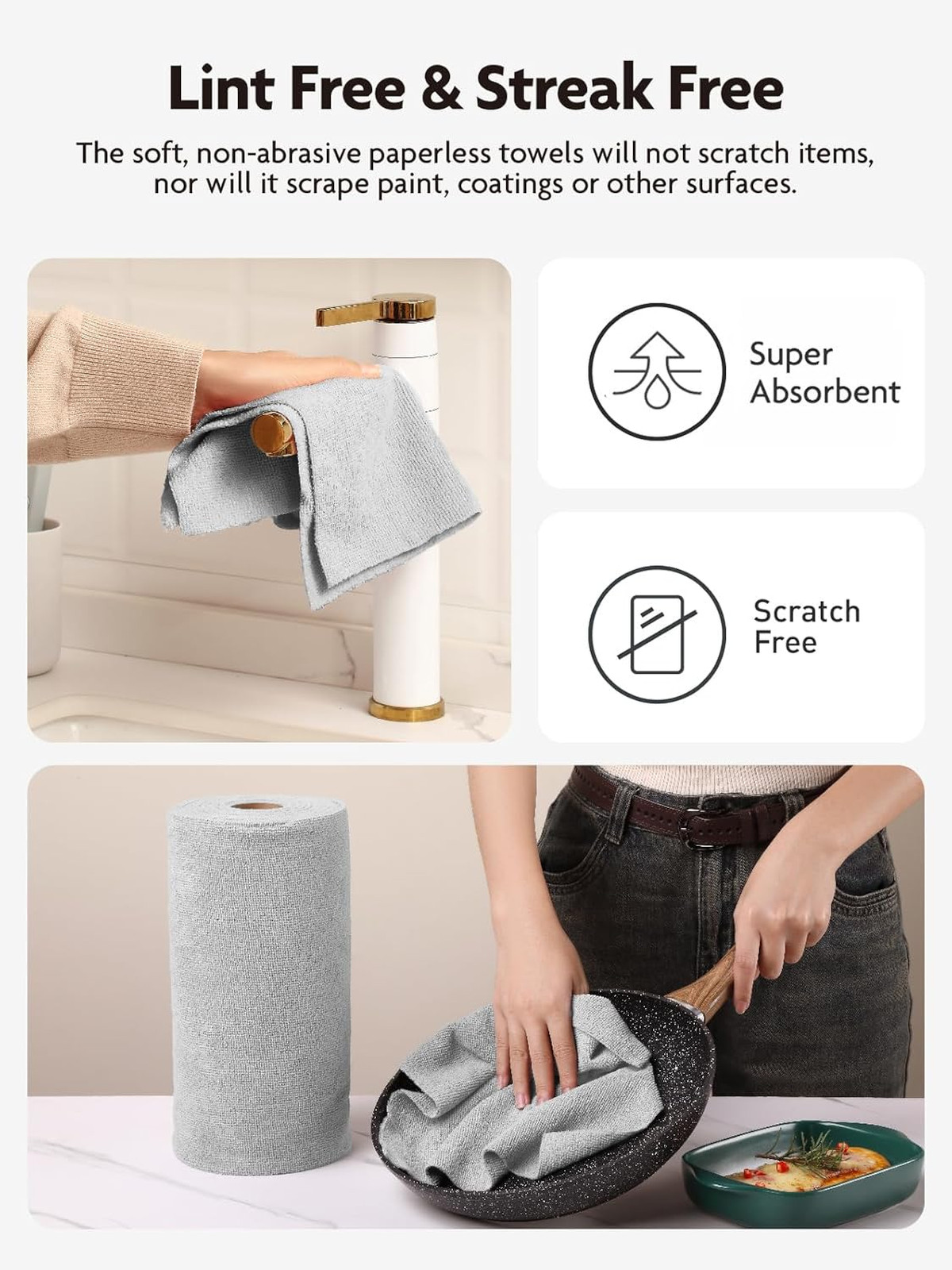 Microfiber Cleaning Cloth Roll 40 Pack 12 Inch Reusable Washable Scratch Free