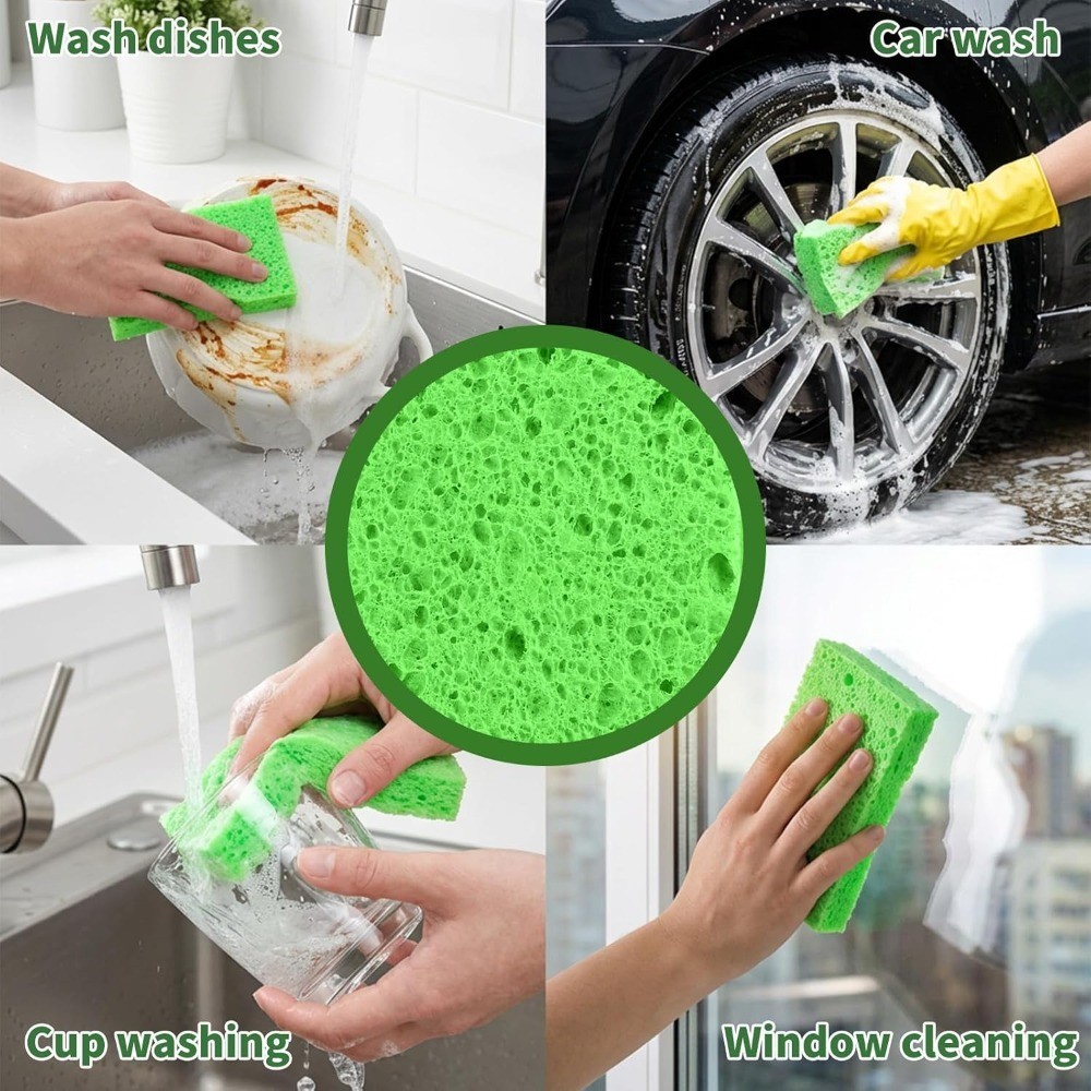 Pop up Sponges 12 Pack Green Cellulose Sponges for Kitchen Cleaning Dish Washing