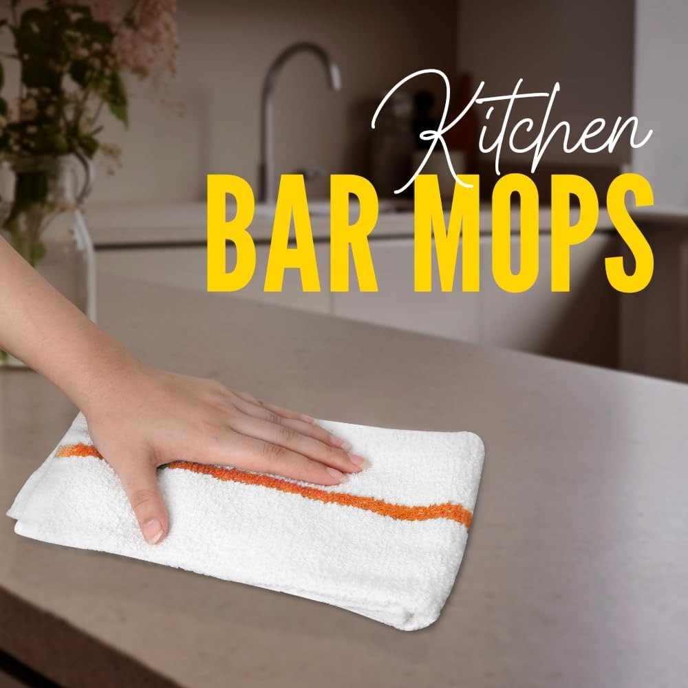 Terry Bar Mop Towels Value Pack of 60 Size 16″x19″ – Absorbent & Durable