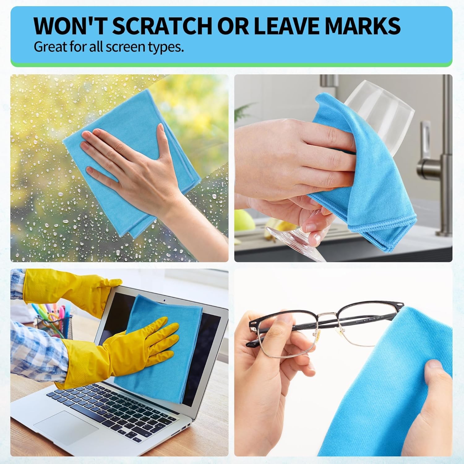 Microfiber Glass Cleaning Cloth 12 Pack Window Glass Cleaning Rags Reusable