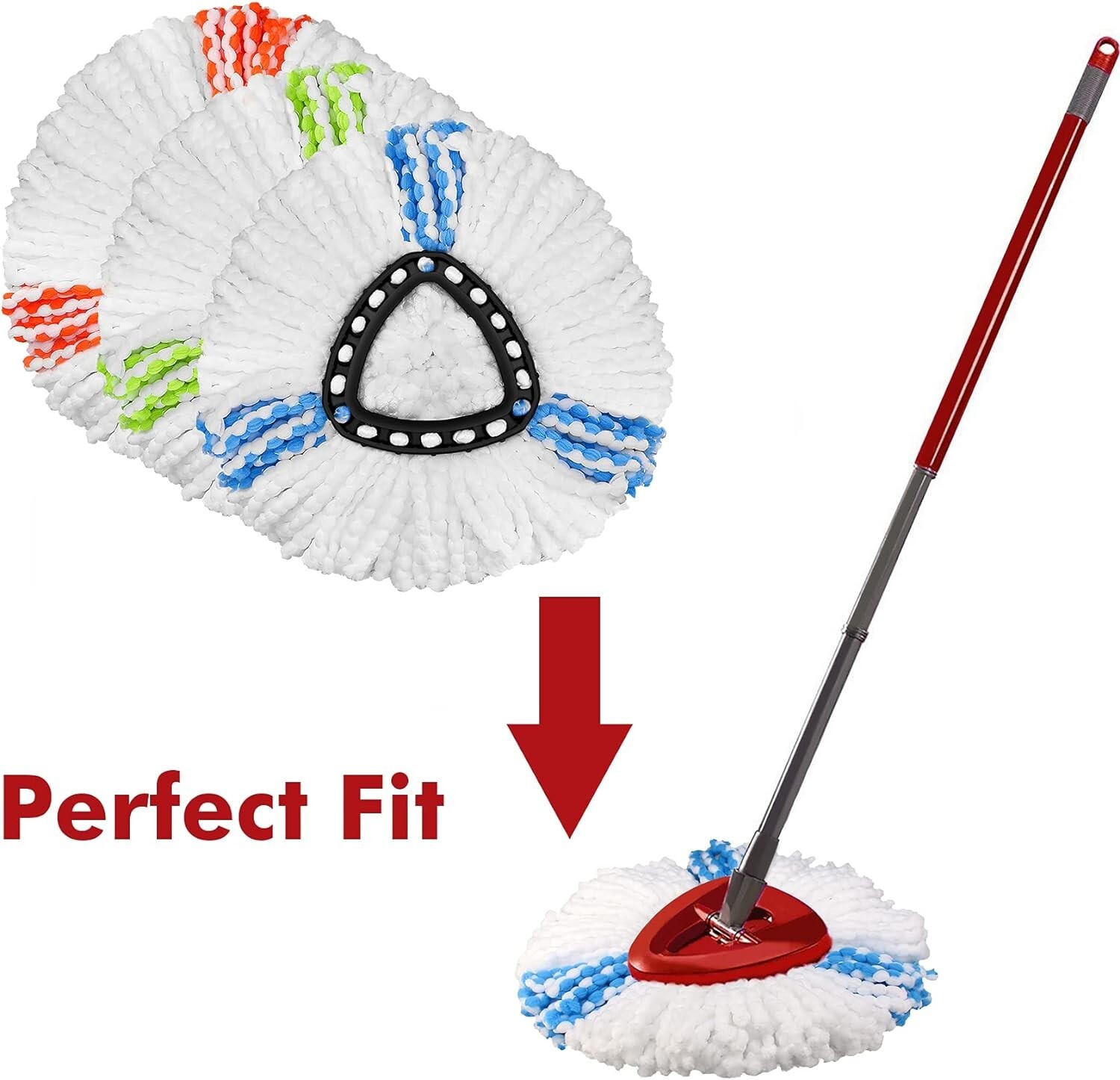 3 Pack Mop Replacement Heads Compatible with Spin Mop, Microfiber Spin Mop Head