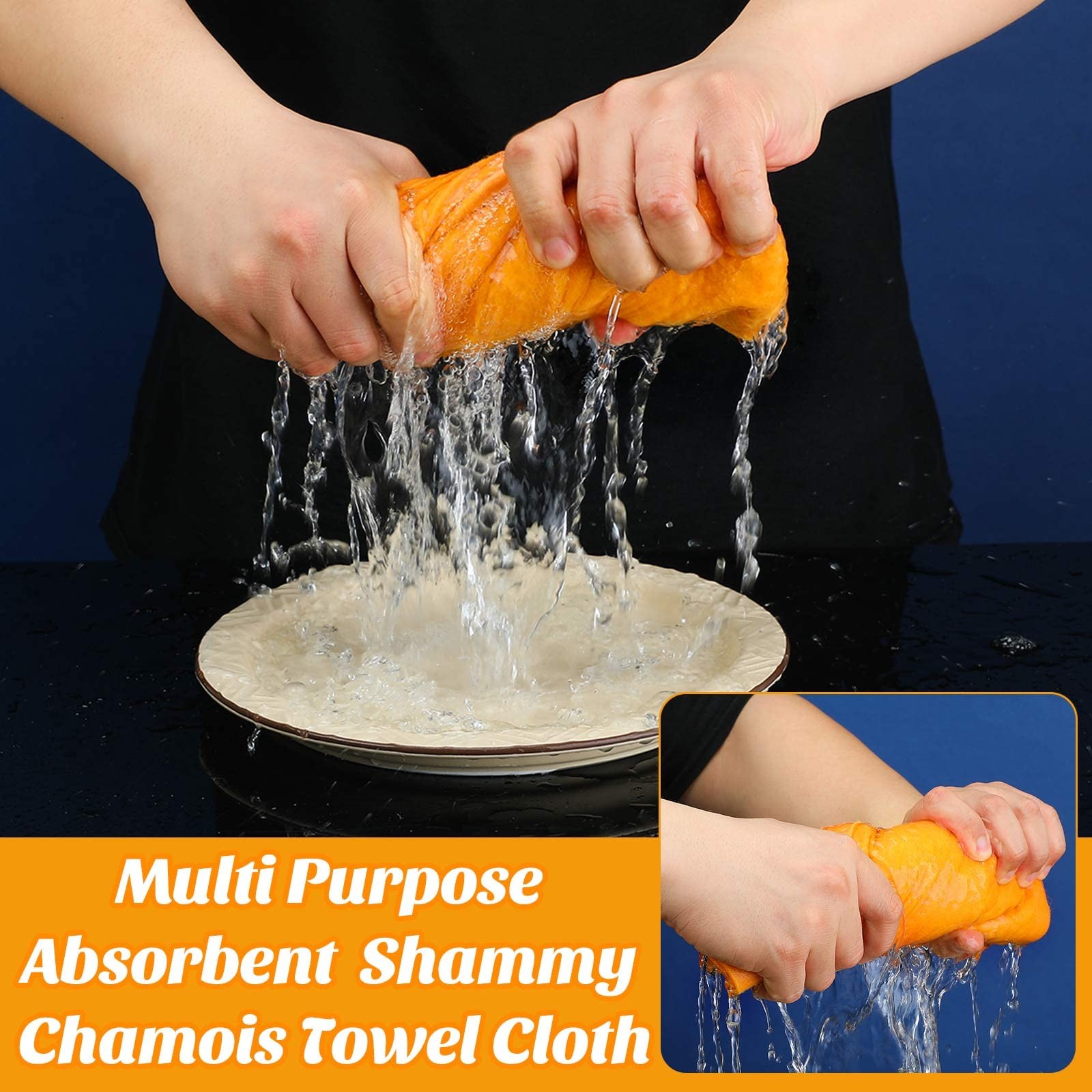 10 PCS 20×27 Inch Orange Shammy Cloths Absorbent Chamois Towel Car Drying Pad