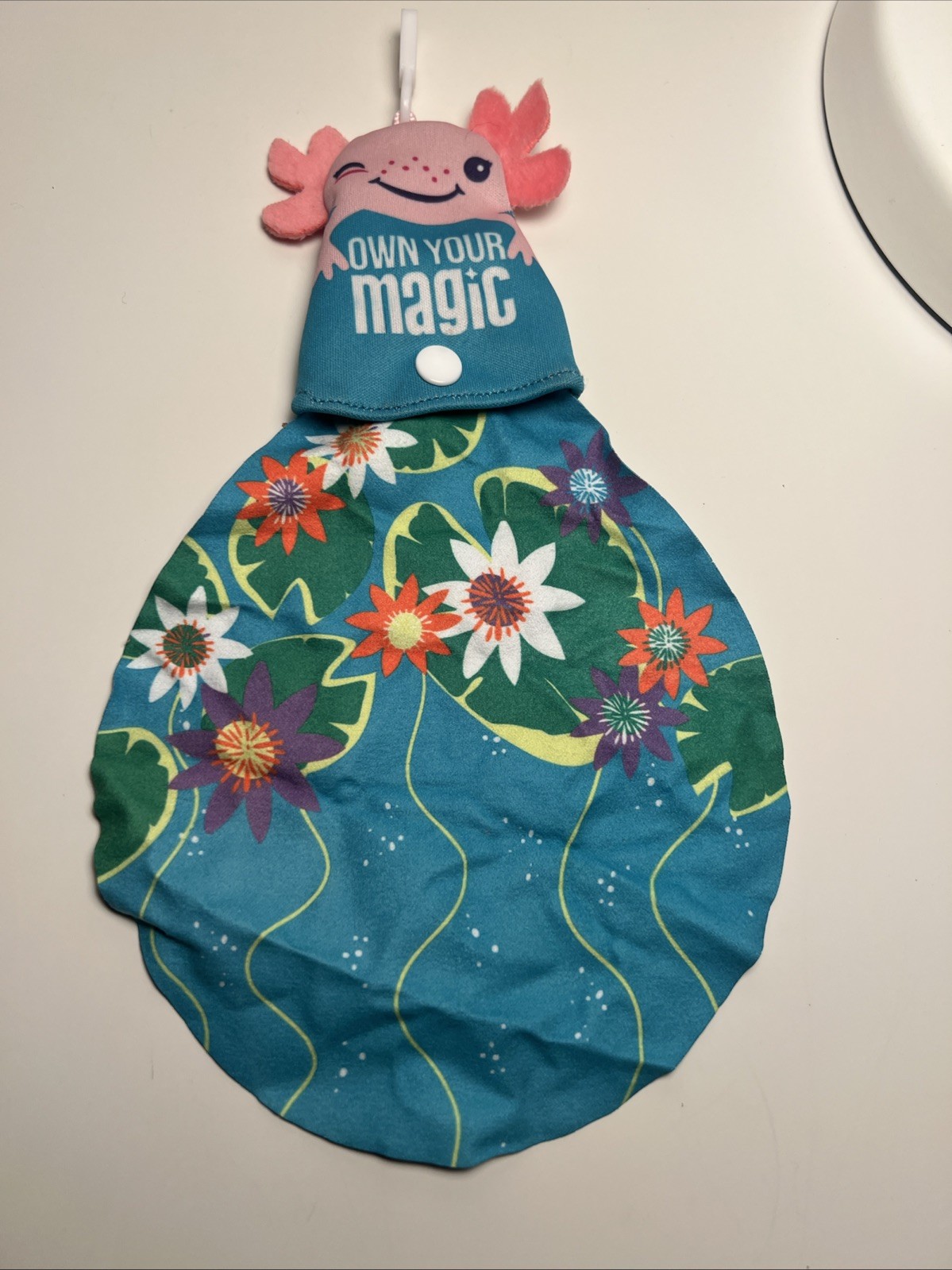 Girl Scouts Axolotl Keychain Screen Cleaner Key Chain Lily Pad Wipe Pink Cloth