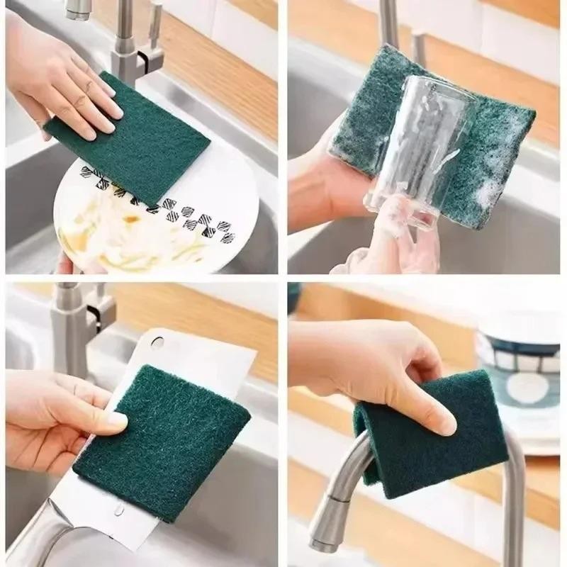 Kitchen Scrub Pads Oil Removal Scratch Free Reusable Dishwashing Cleaning Rag