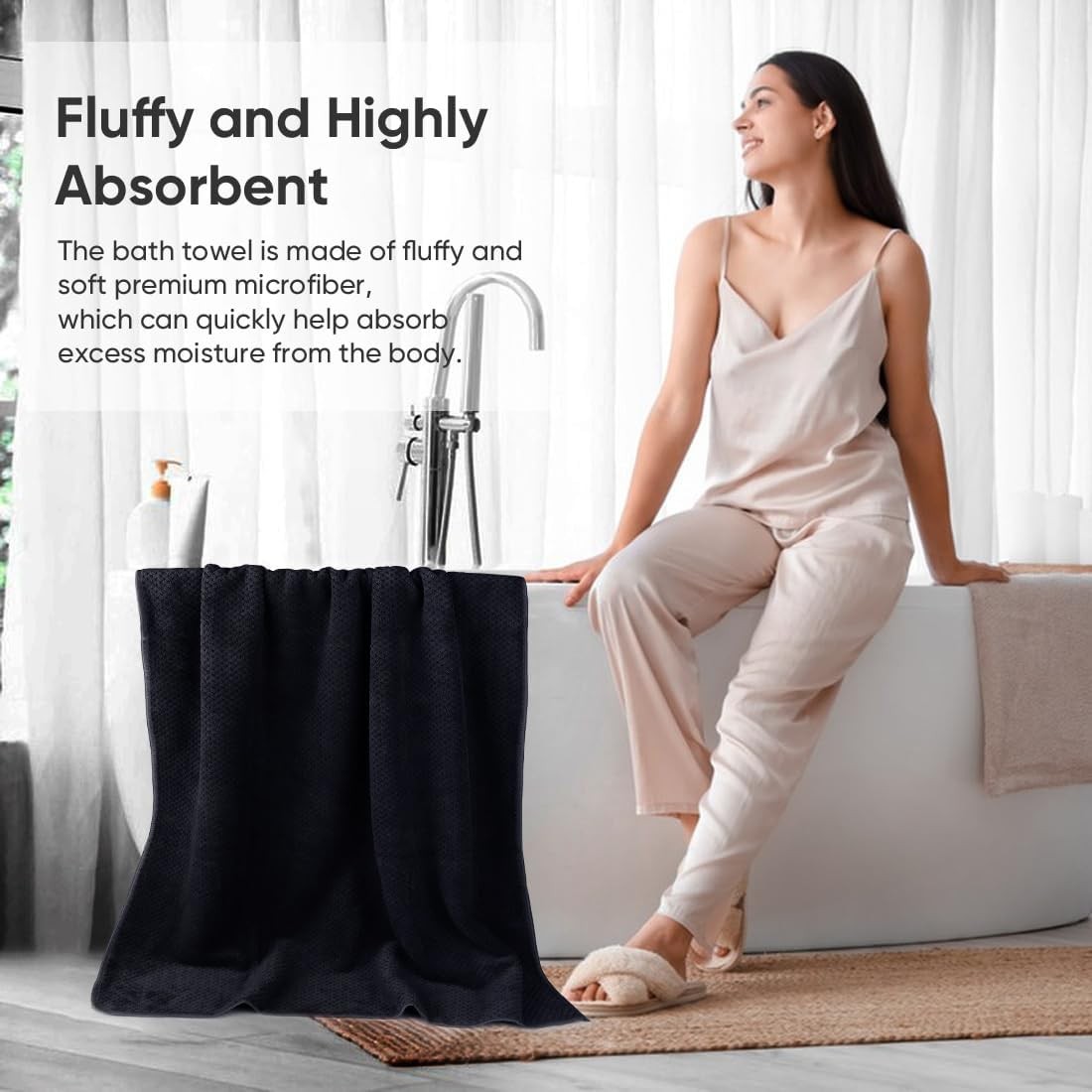 Bath Towel Set Pack of 4, 30 x 60 Inches Large Microfiber Bath Towels, Soft,