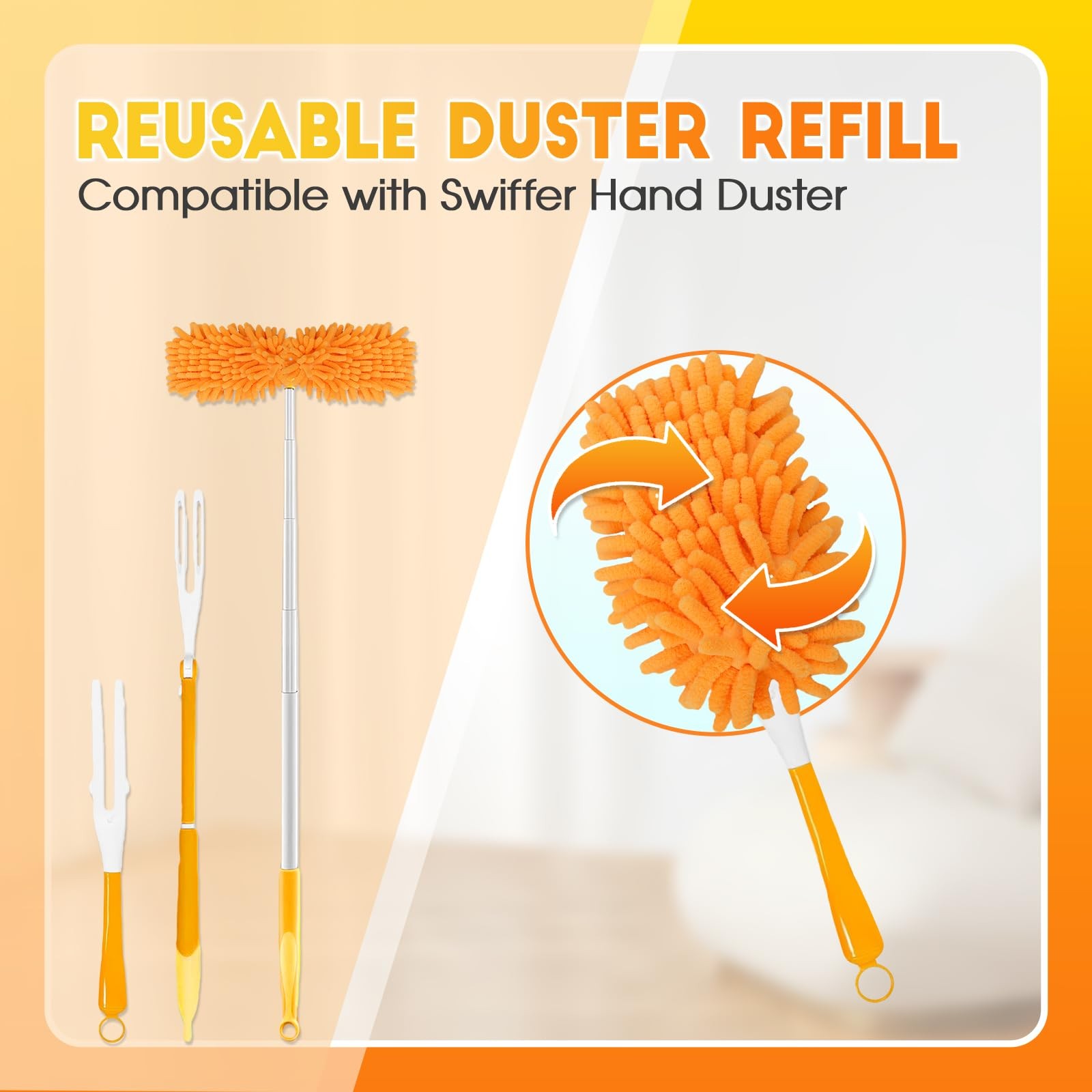 8 Pack Reusable Duster Refill Compatible with Swiffer Hand 8PCS, Yellow