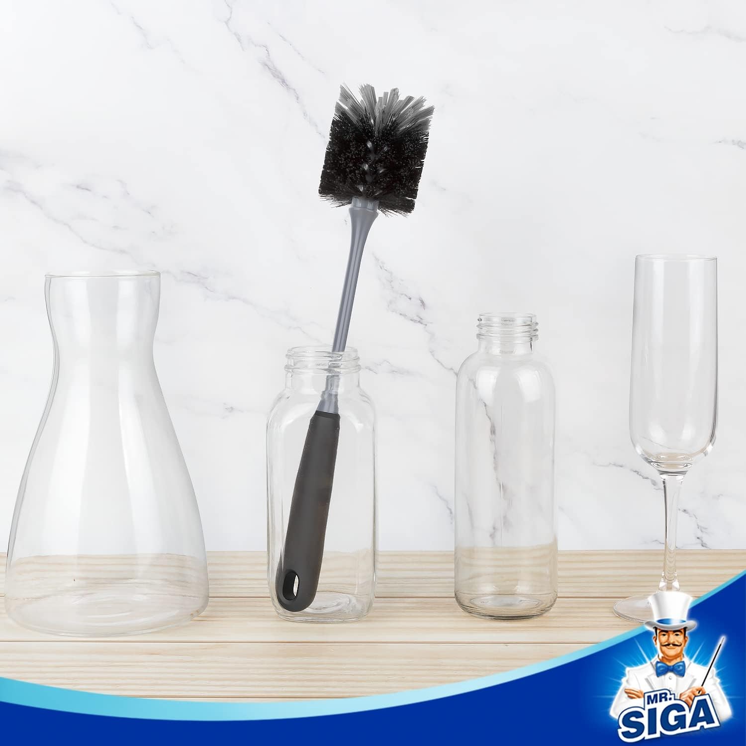 MR.SIGA Bottle Brush, 2-Pack, Long Handle, Non-Scratch Cleaner