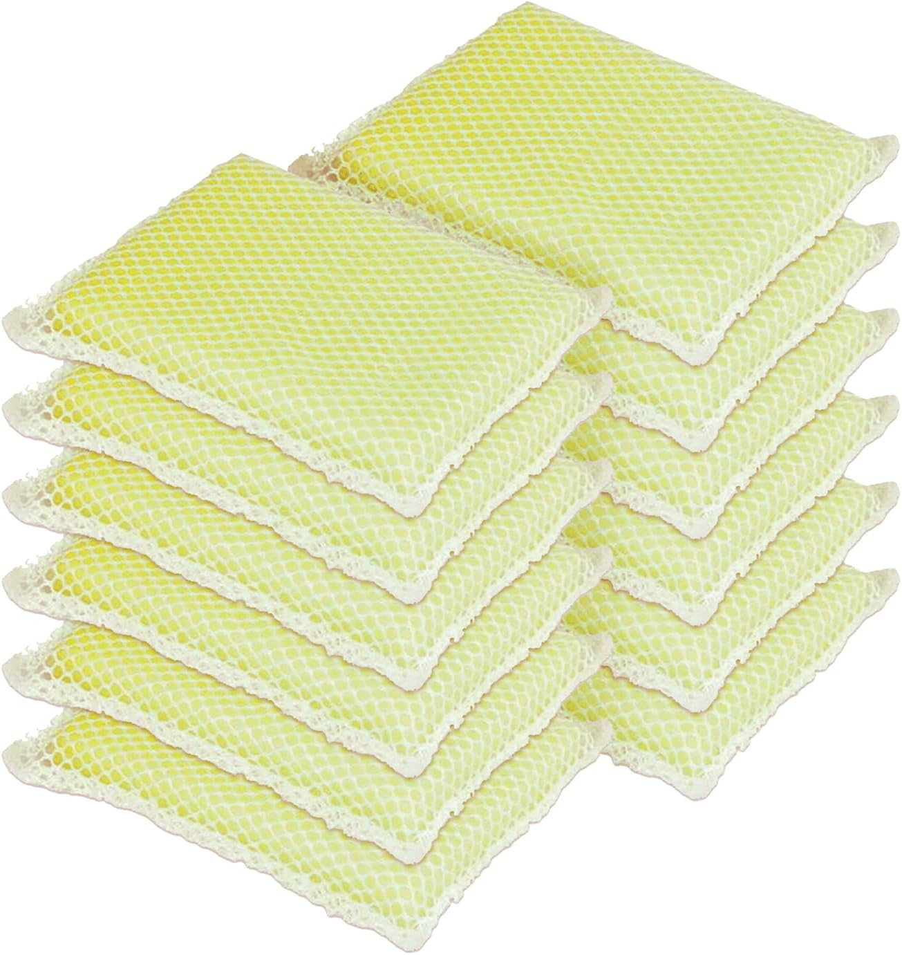 LOLA Nylon Netting Sponge Cleaning Scrubber Pad, 12 Pack, Non Scratch, Safe on N