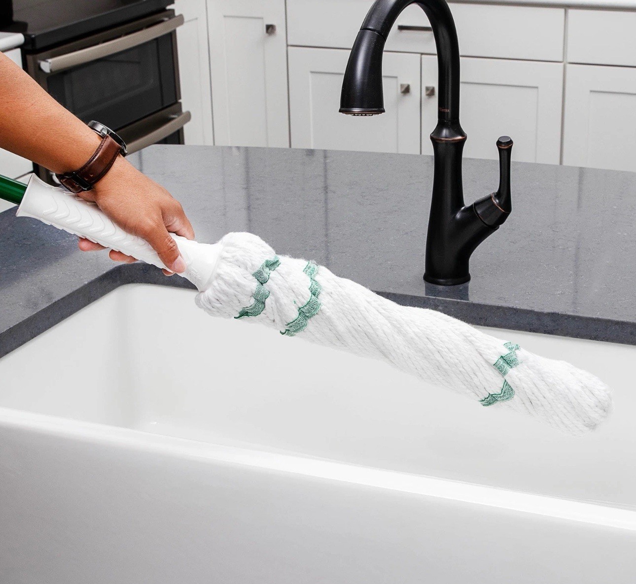 Libman Tornado Mop Refill White Cotton Blend Attachment Style Snap-On