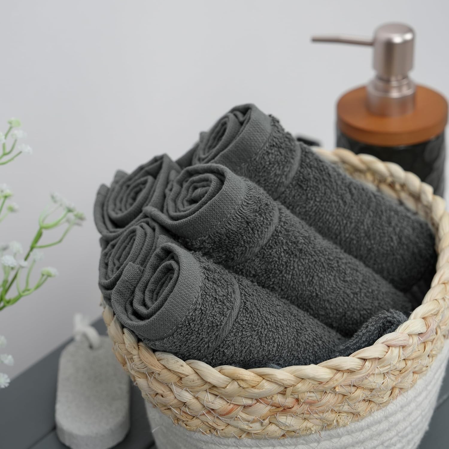 Pack of 60 Washcloths, 12 x 12 Inches, Lighter Weight, Quick to Dry, Super Soft