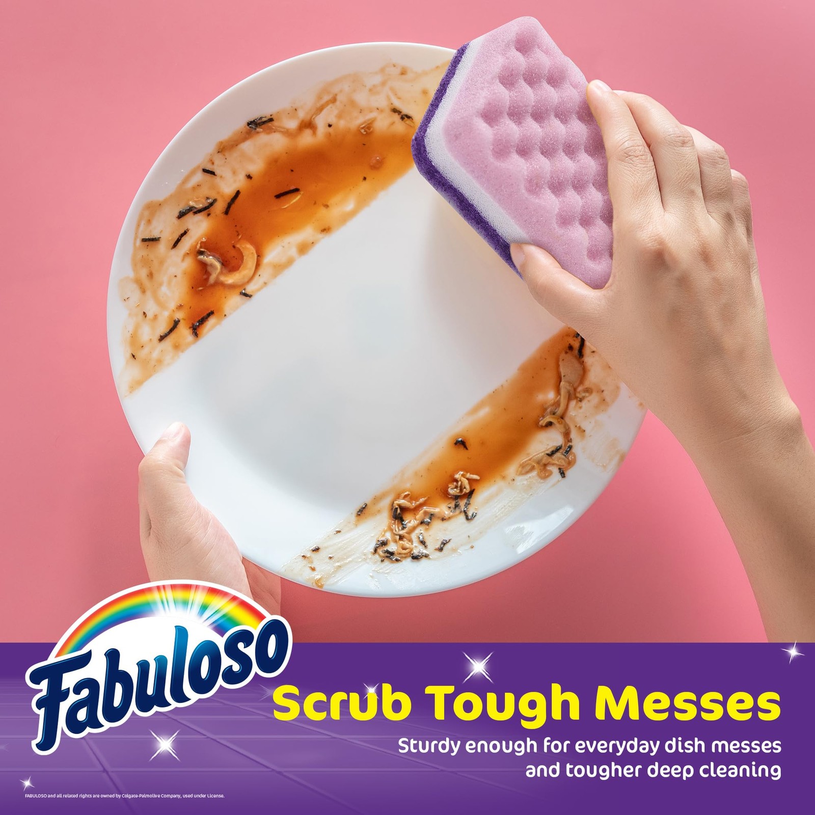 Fabuloso Scratch-Free Kitchen Dish Sponges Purple 4 Count (Pack of 1),