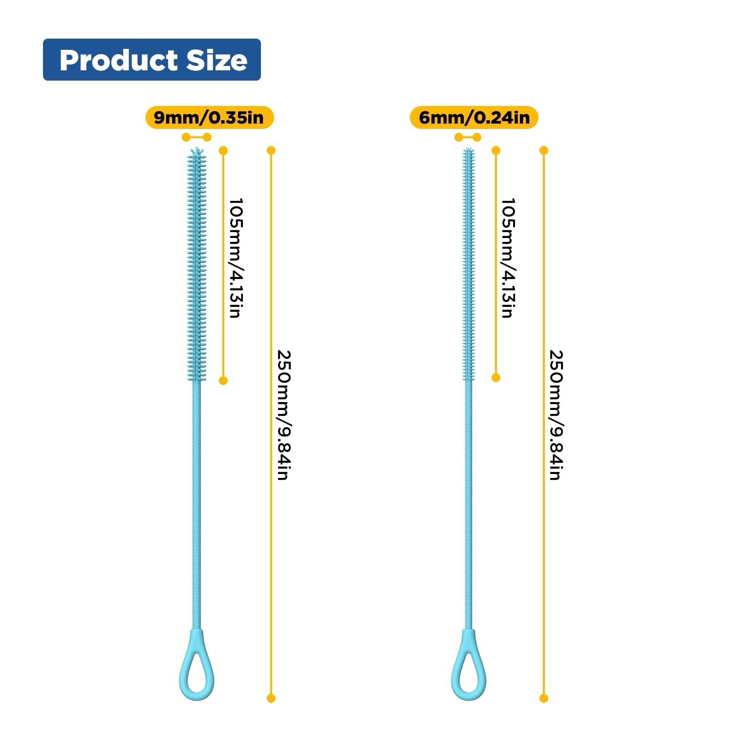 2 PC Silicone Straw Cleaner Brush Size XL