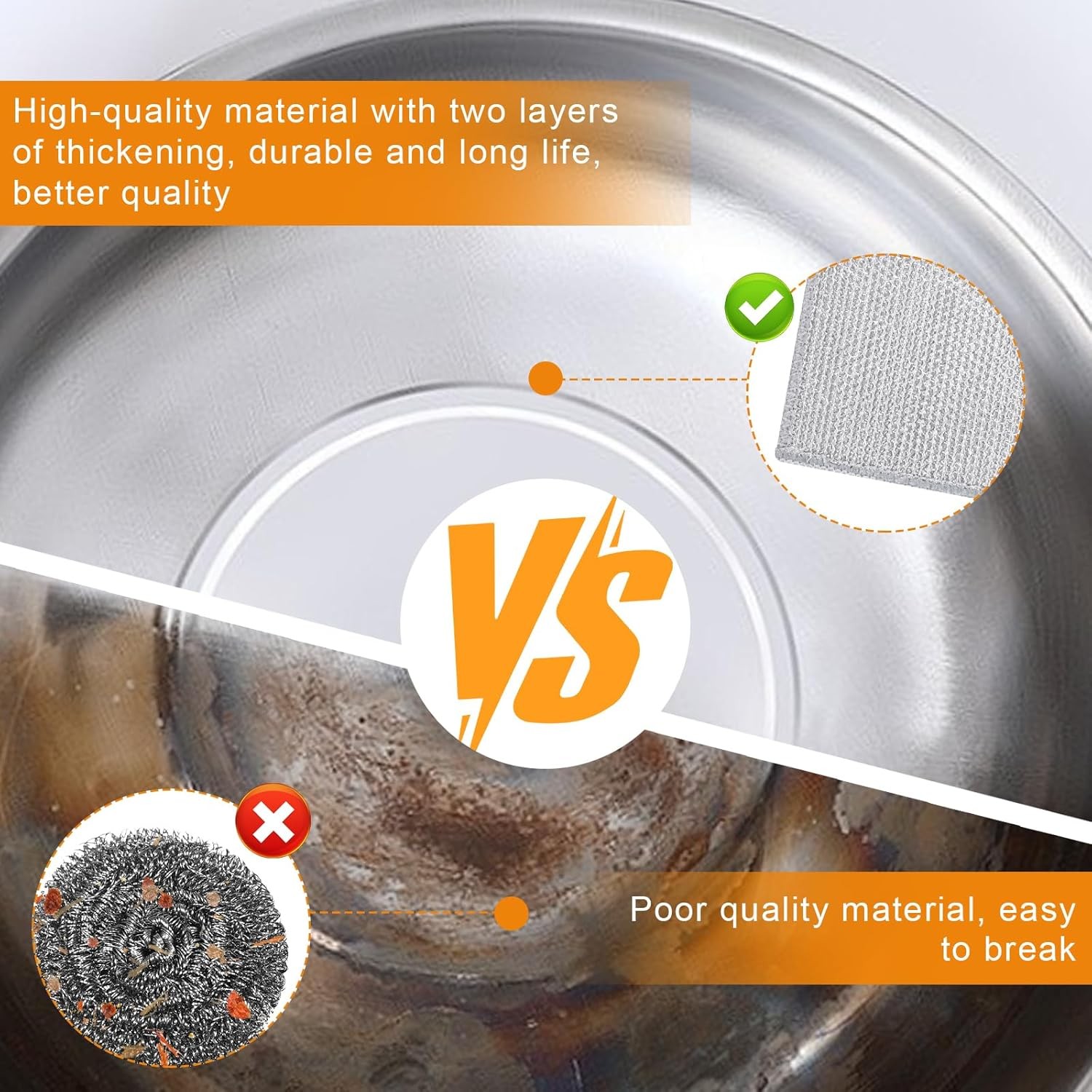 20 Pcs New Upgrade 3-Layer Metal Dish Cloth, No Scratches Wire Cleaning Cloth