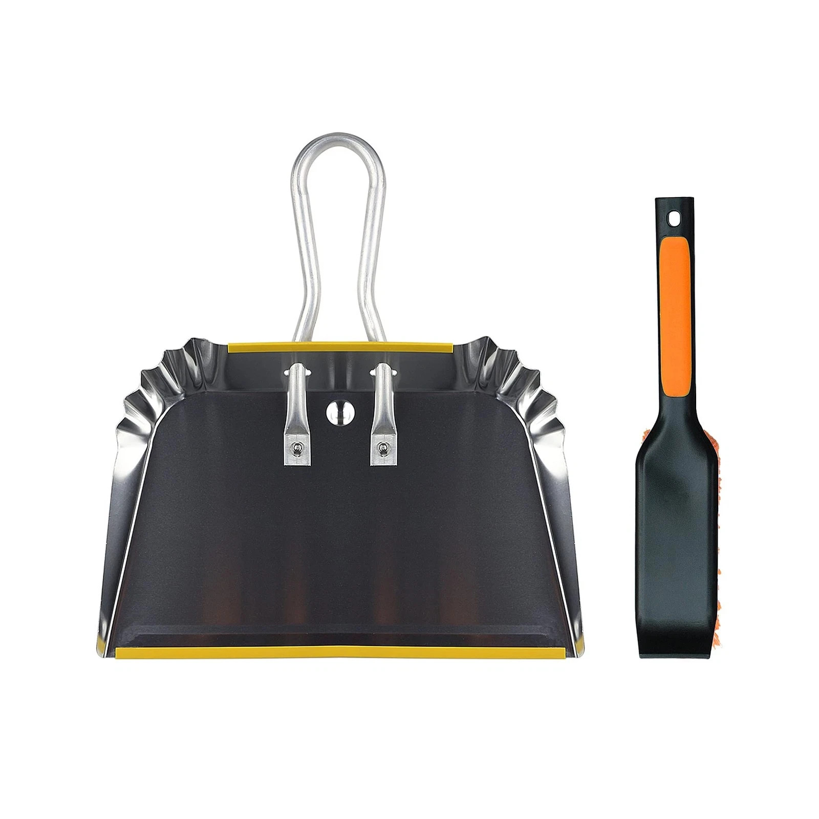 1-Pack 17″ Heavy Duty Metal Dust Pan with Cleaning Brush Set