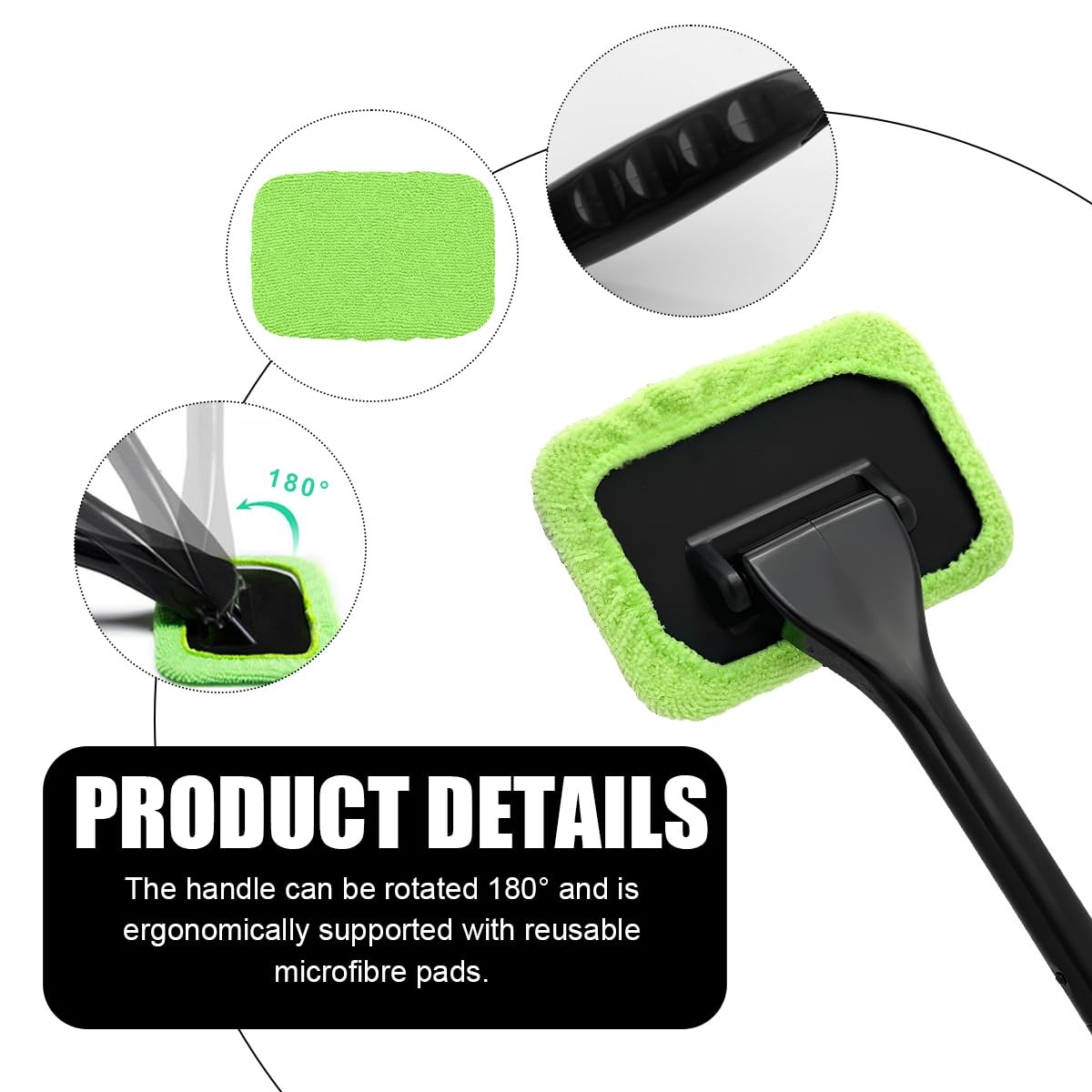 Gasedin Car Windshield Cleaning Tool, Microfiber 0.2 Ounce (Pack of 5), Green