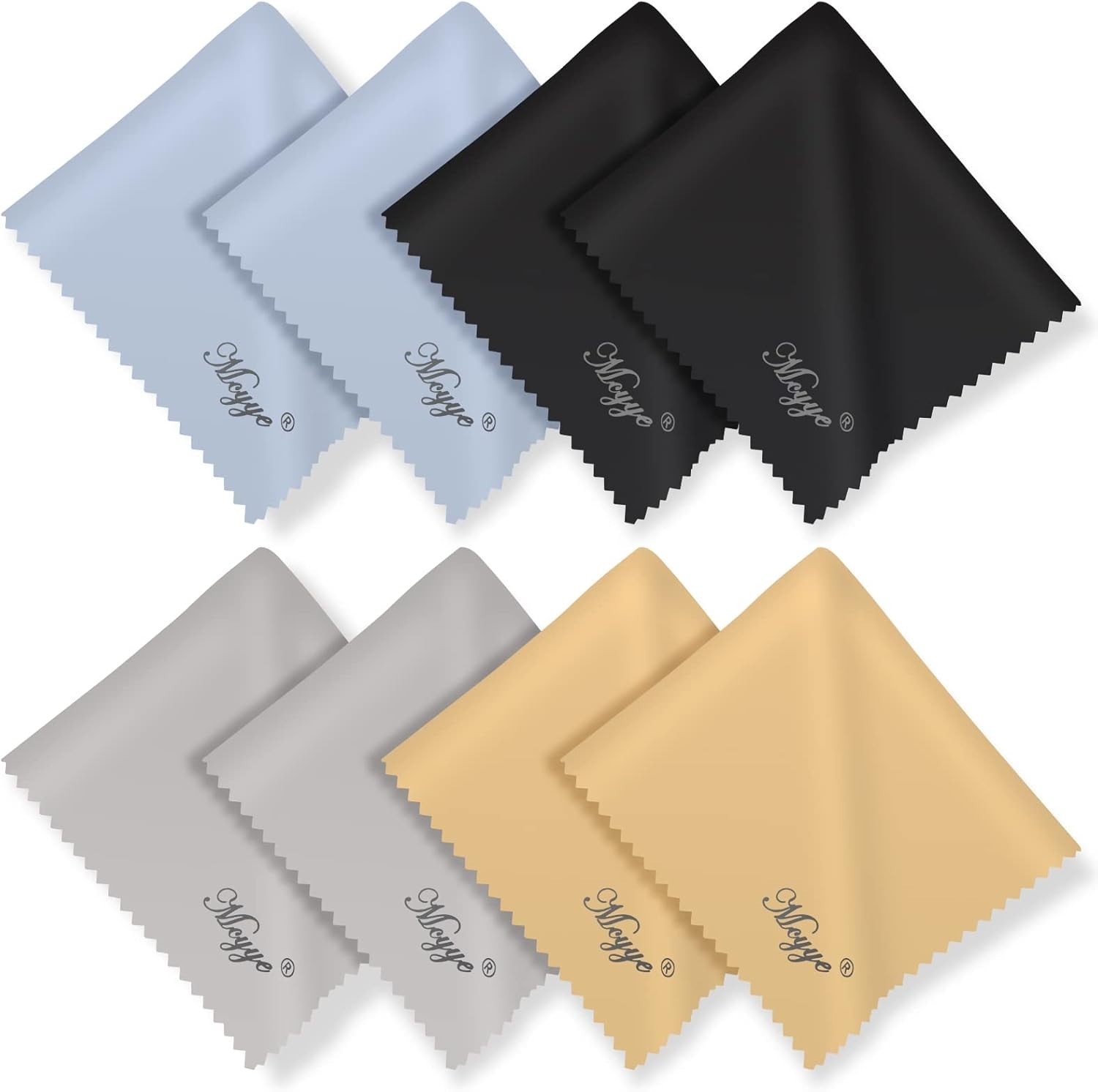 8 Individual Wrapped Microfiber Cloths 6×7” – Screen Wipes for Eyeglasses & More
