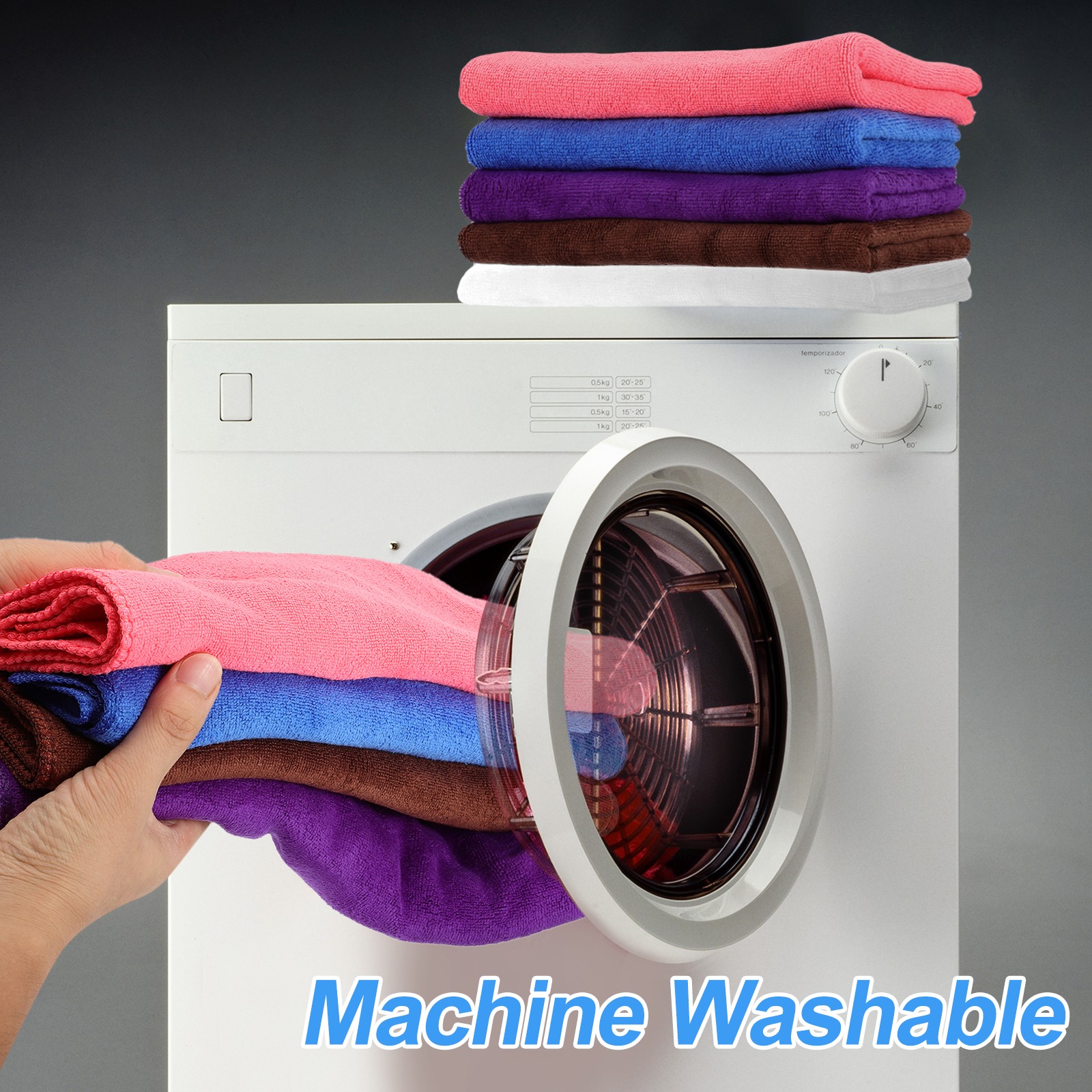 4pcs 12″ x 12″ Microfiber Cleaning Cloth Absorbent with Hook Purple