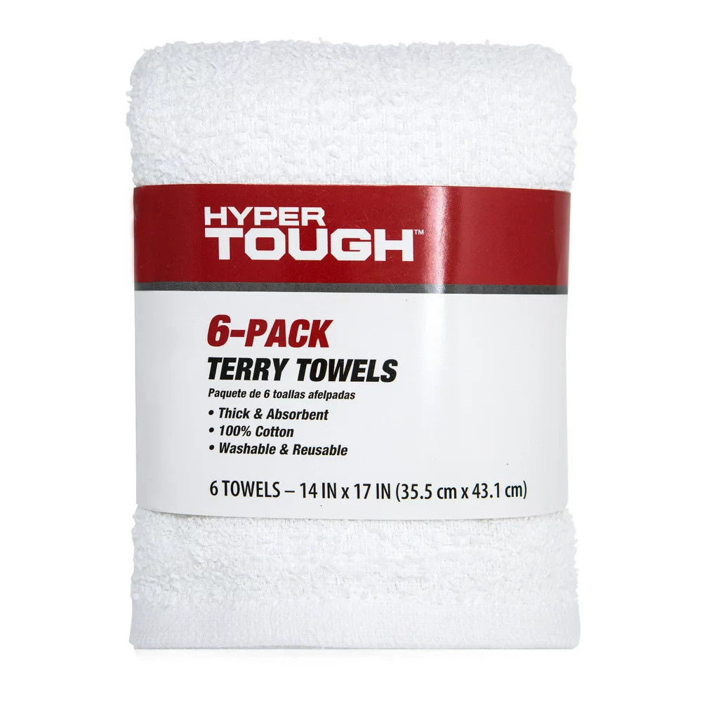 100% Cotton 14″ X 17″ All Purpose Terry Towels, 6 Pack, White House