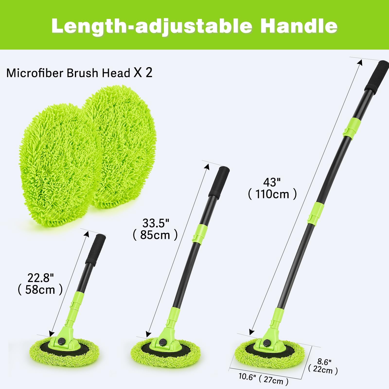 7-in-1 Car Wash Brush Kit with 15° Curved Long Handle for Cars
