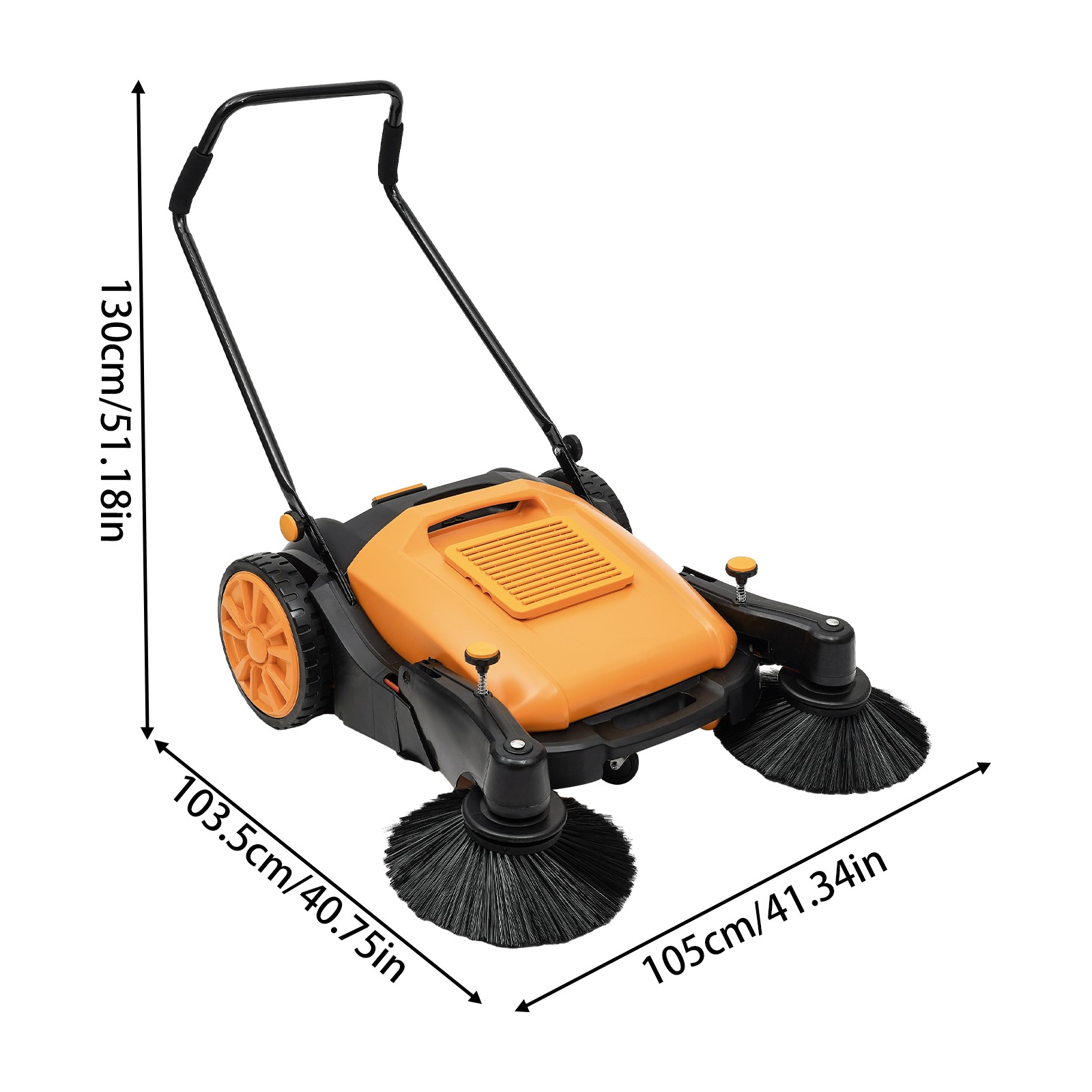 Walk-Behind Pavement Street Sweeping Tool Cleaner Floor 55L 41″Hand Push Sweeper
