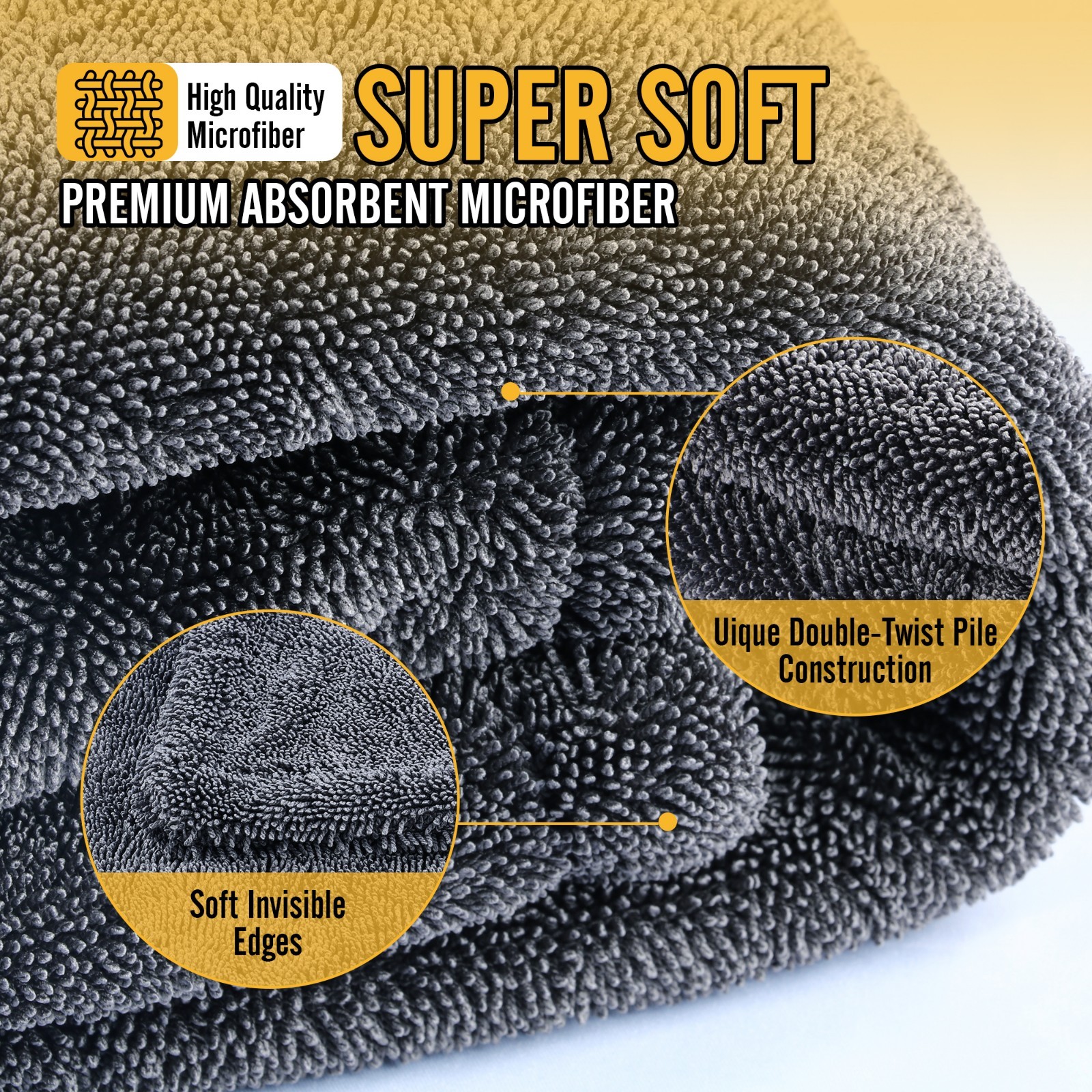 Microfiber Cleaning Cloth 24” x 36″ Water Absorbing Car Wash Towel 1500GSM
