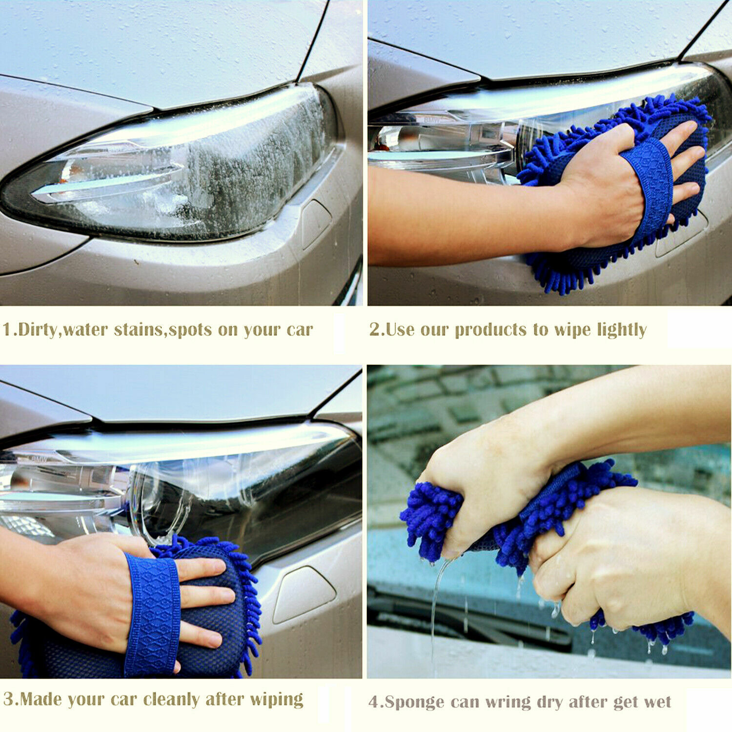Car Hand Wash Towel Microfiber Washing Gloves Coral Sponge Cleaning Tool
