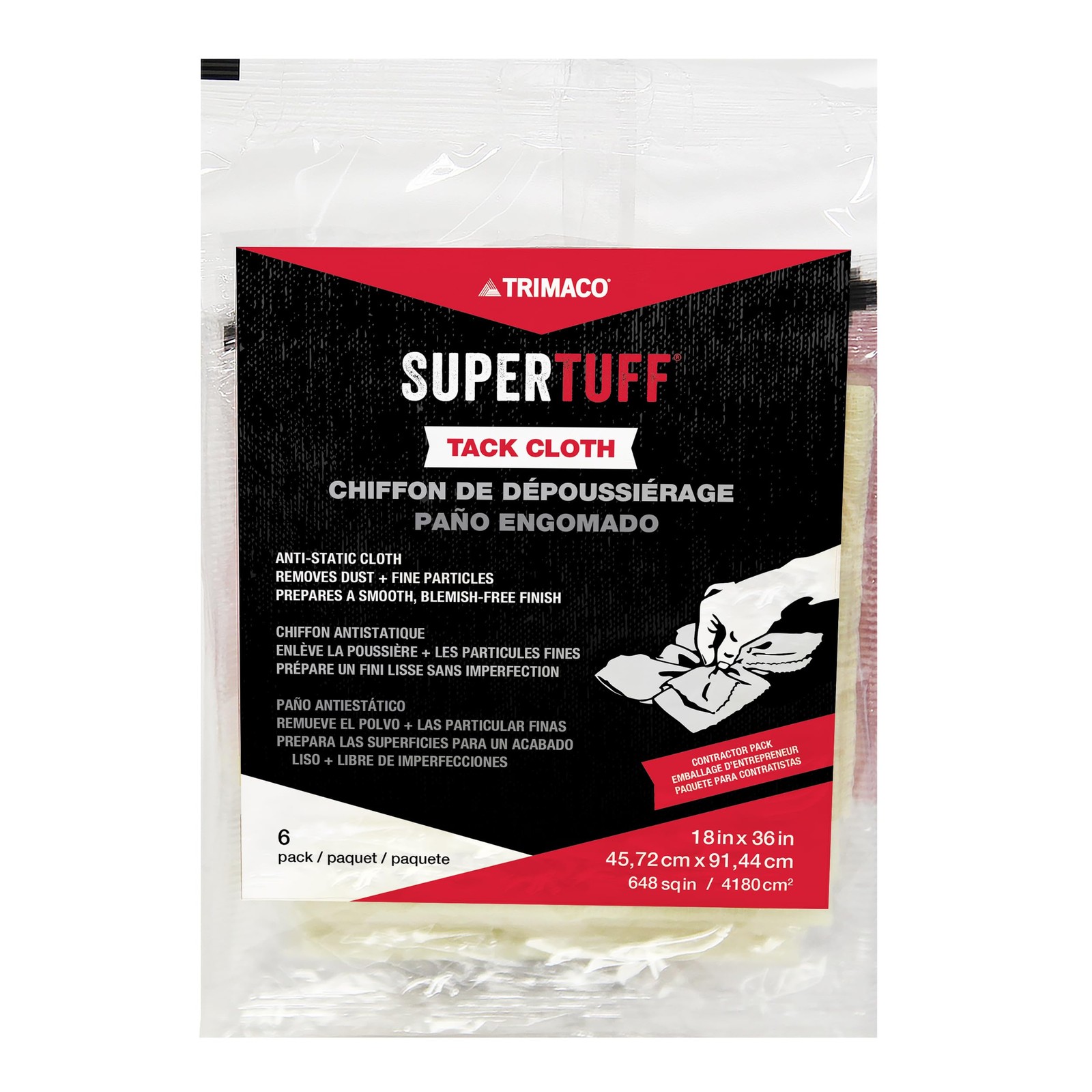 Trimaco SuperTuff Tack Cloth Pack of 6 Anti Static for Dust Removal 18×36