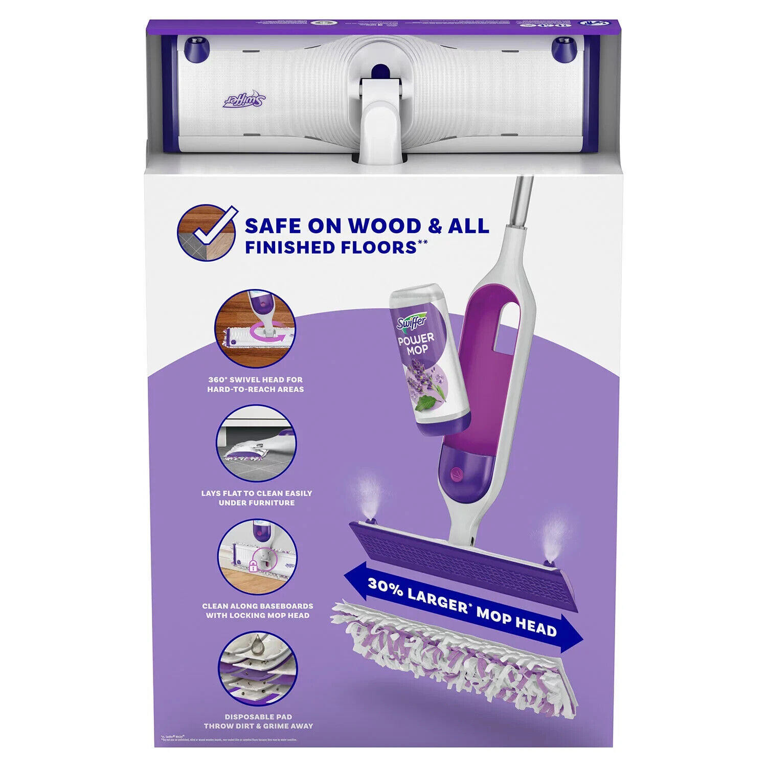 Swiffer PowerMop MultiSurface Mopping Kit Lavender 10 Pads/2 Cleaning Solutions