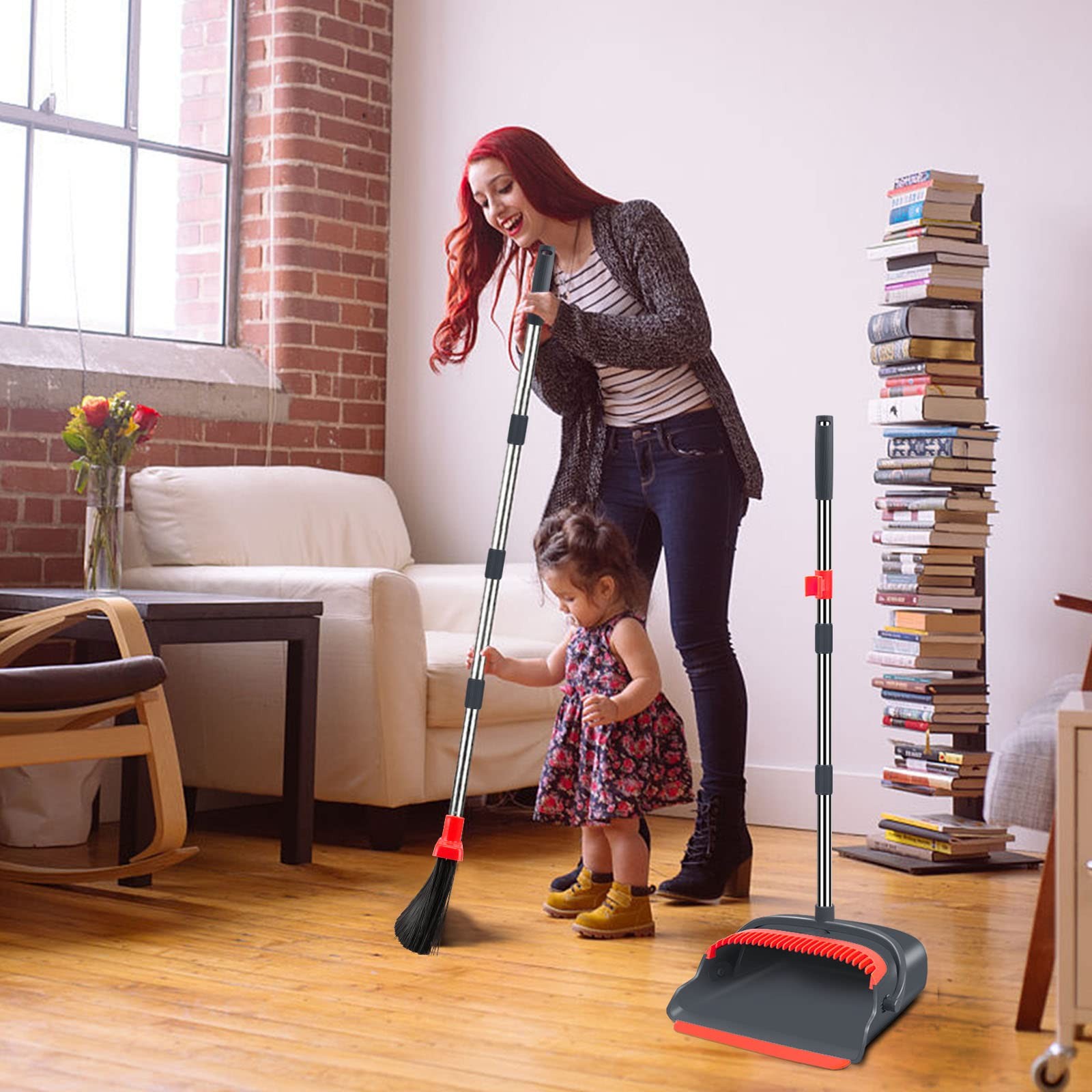Upgrade Broom and Dustpan Set, Broom with Dustpan Combo Set, Large Size and w…