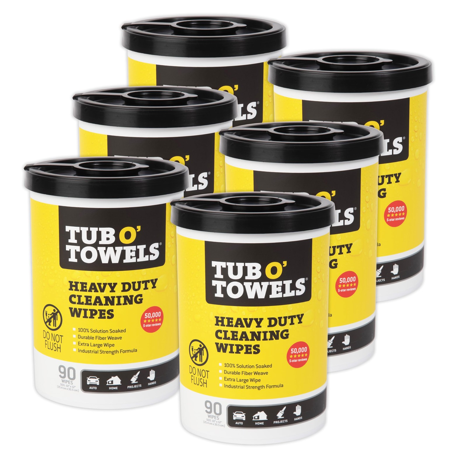 Tub O’ Towels TW90 Heavy-Duty 10″ x 12″ Size Multi-Surface Cleaning Wipes, 90…