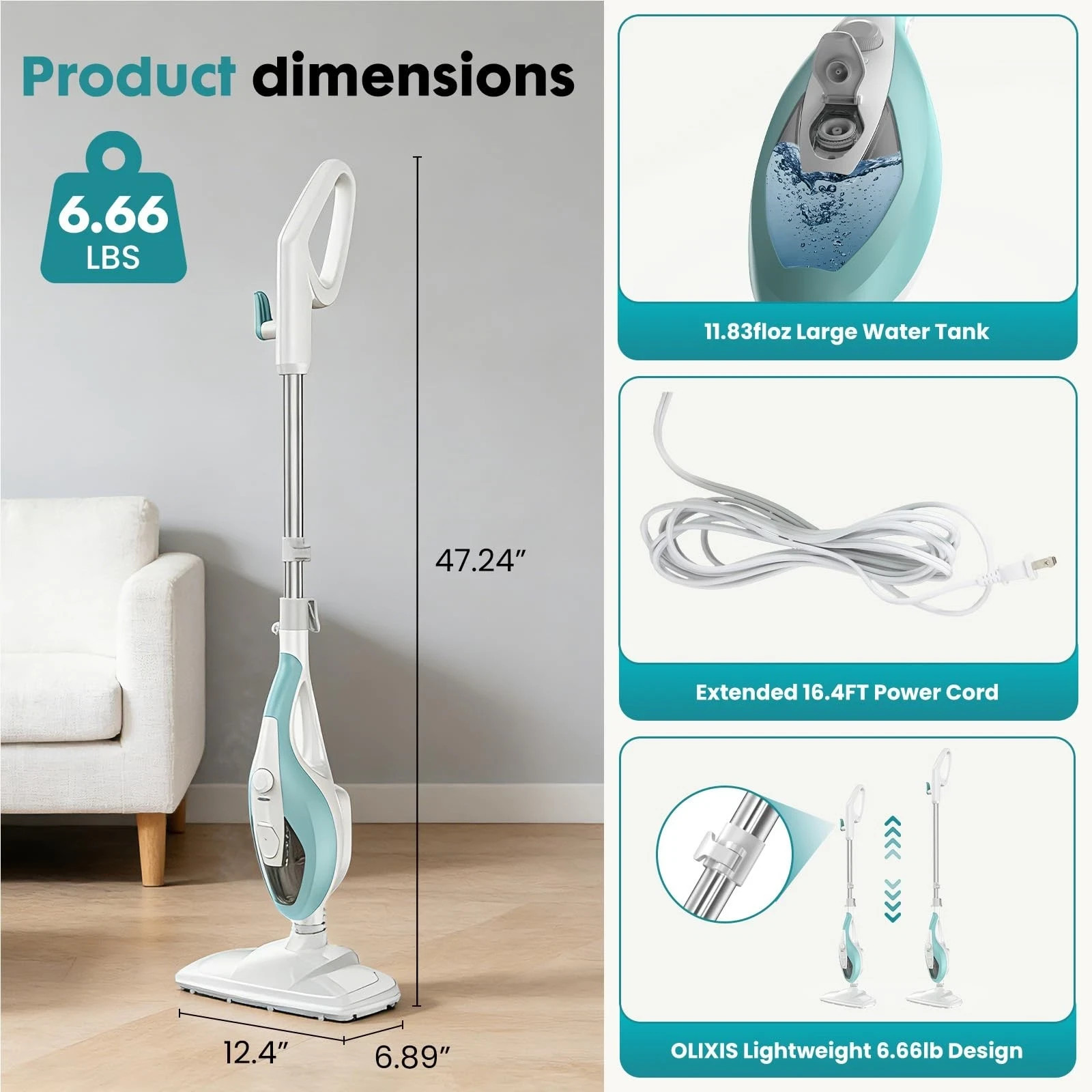 10-in-1 Steam Mop, 1550W Detachable Handheld Steam Cleaner for Floor Cleaning…