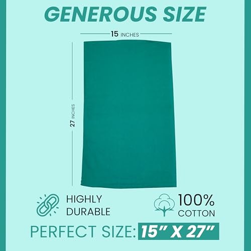 Premium Huck Towels – (12 Pack) 15 x 27 inches 100% 15 x 27 in. (12 Pack) Green