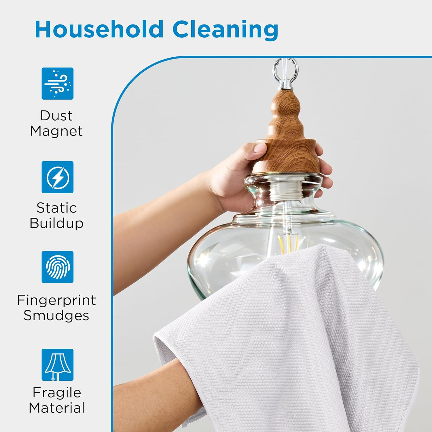 Microfiber Cleaning Cloth 6 Pack 15.5″X15.5″ Inches White and Grey | Glass Clean
